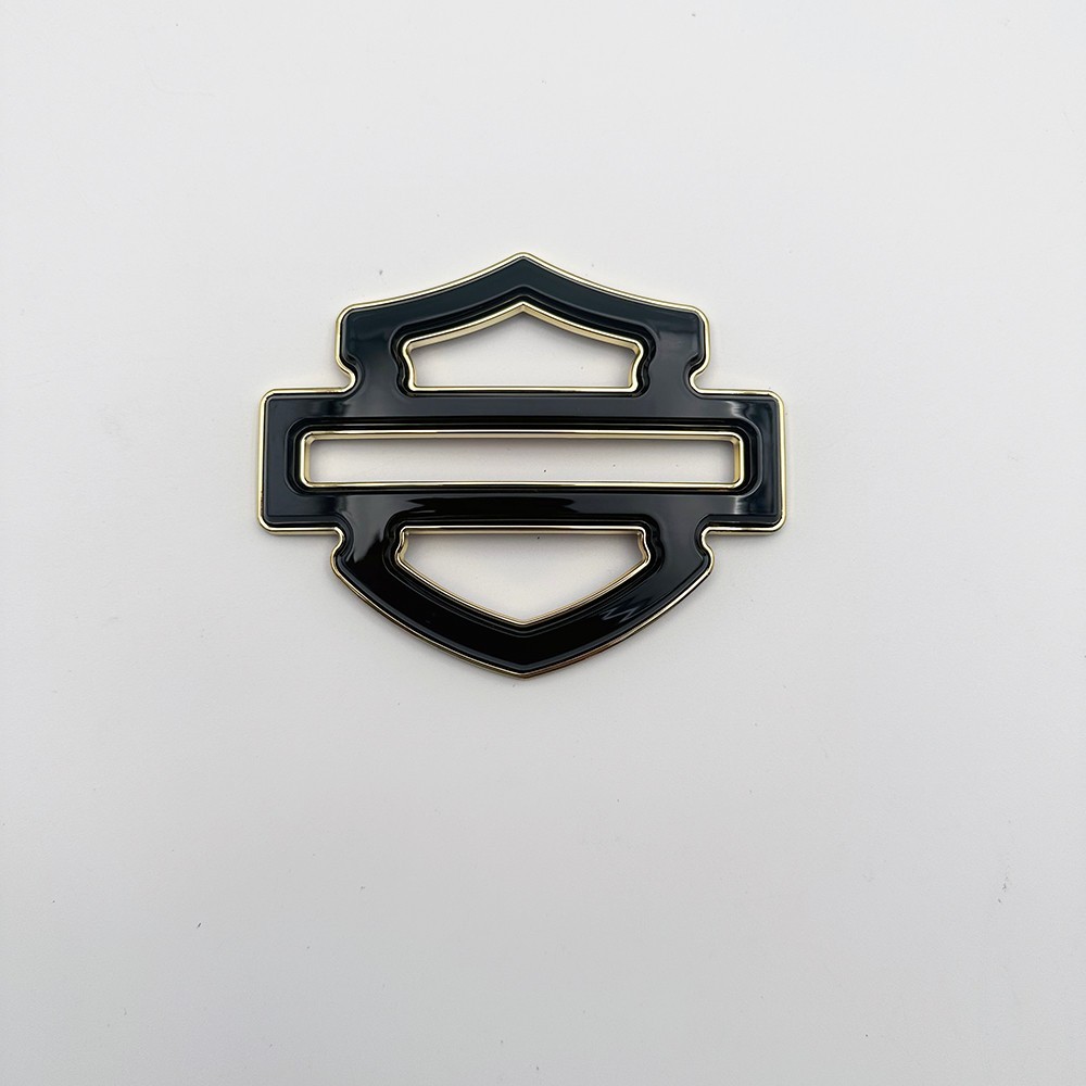 2pc black gold double layer custom fuel tank emblem motorcycle badges 5 or 6 gal