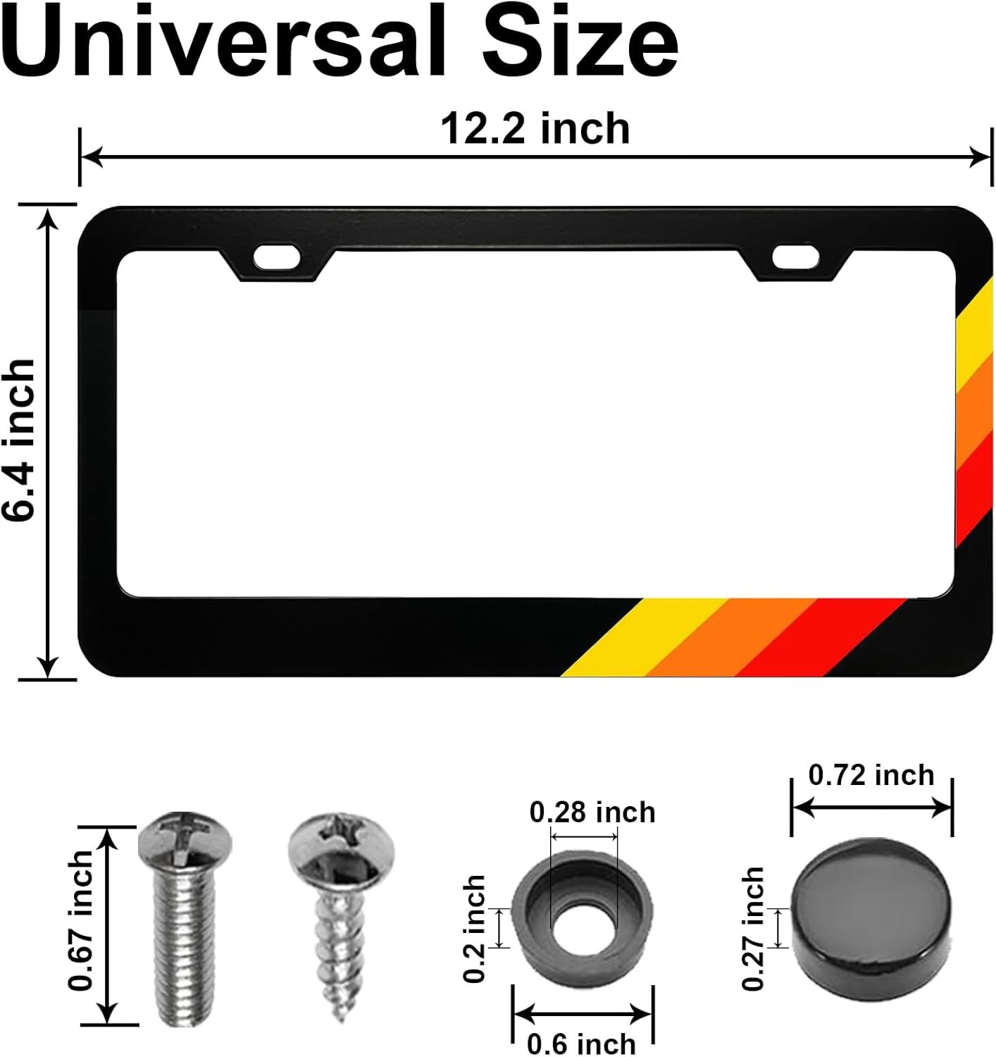 License Plate for Tri-Color 3 Color Yellow Orange Red Premium Black Steel
