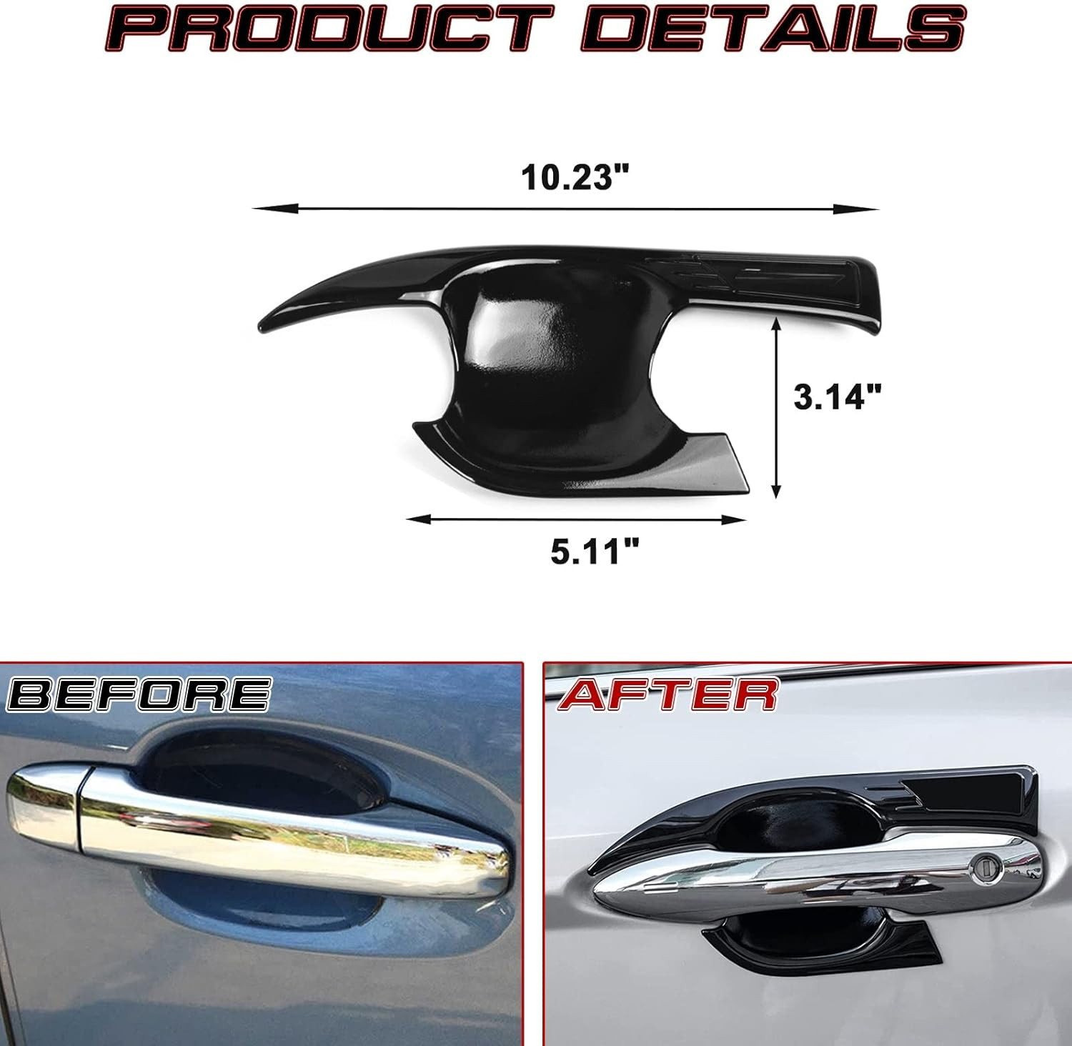 Glossy Black Side Door Handle Bowl Trim Overlay Kits For Toyota Camry 2018-2023