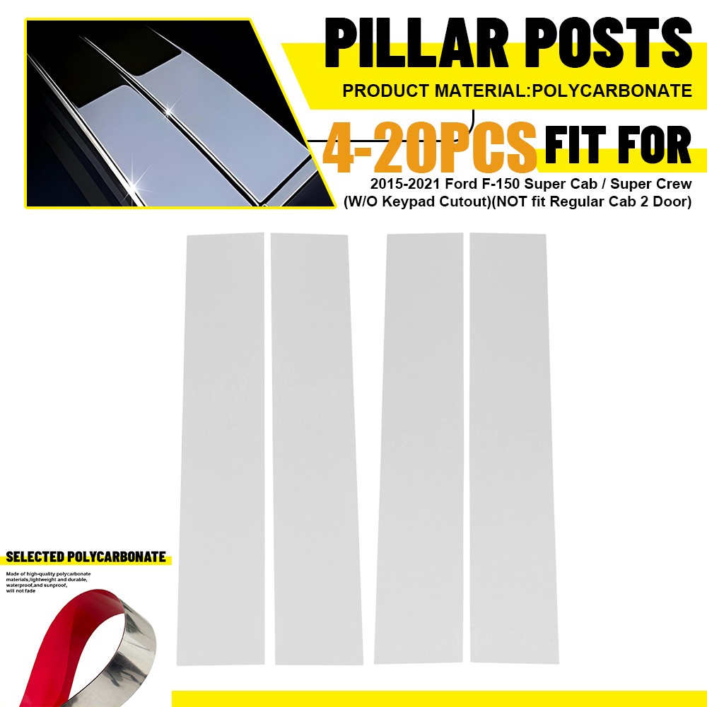 For Ford F150 F-150 2015 16-2021 Chrome Window Pillar Post Door Cover Trim 4-20x