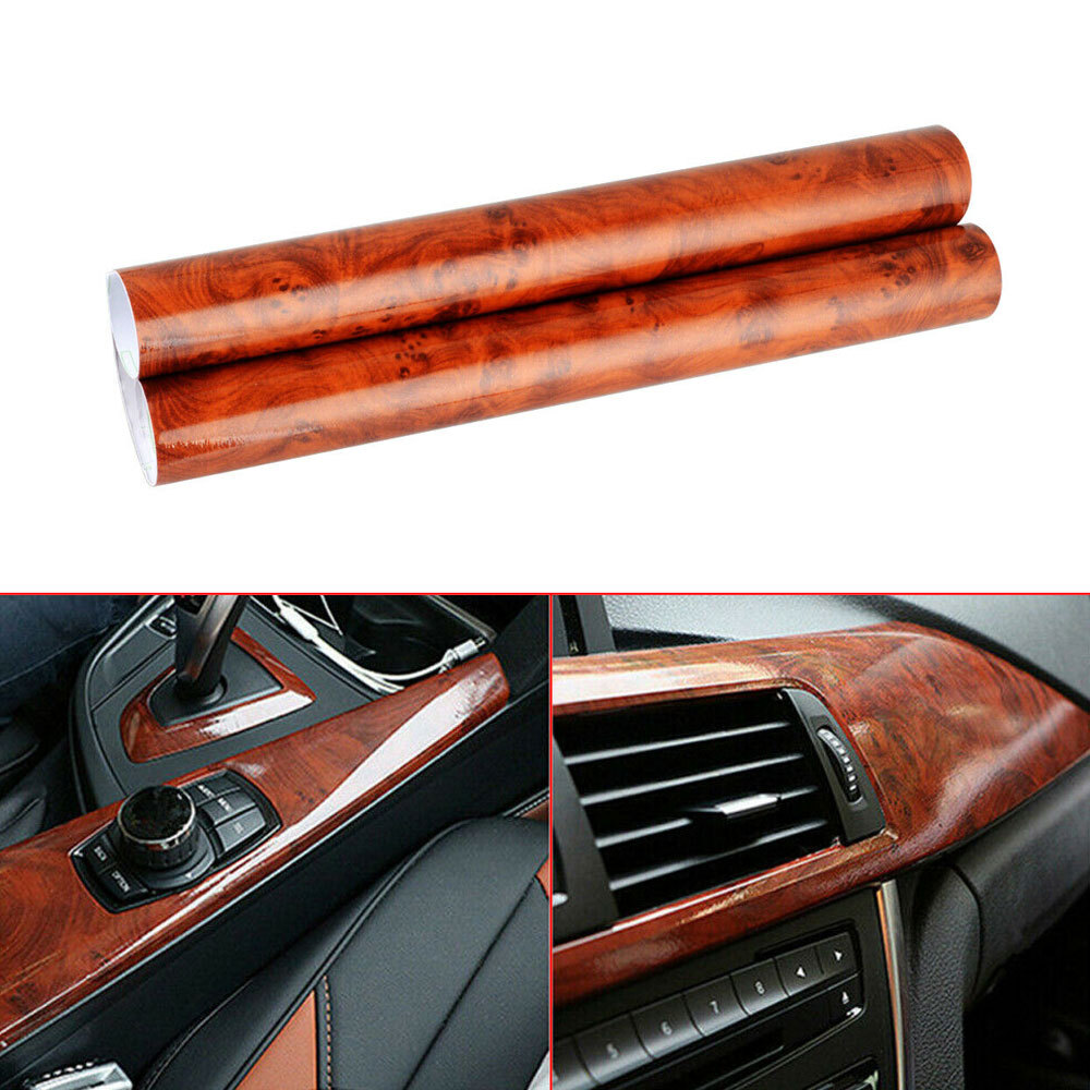 12 X 39” Car Sticker Glossy Walnut Wood-Grain Vinyl Wrap Wrap Film Accessories