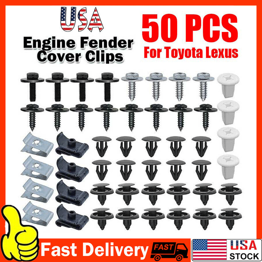 50PC Under Engine Cover Clips Underbody Mudguard Shield Screw For Toyota Lexus
