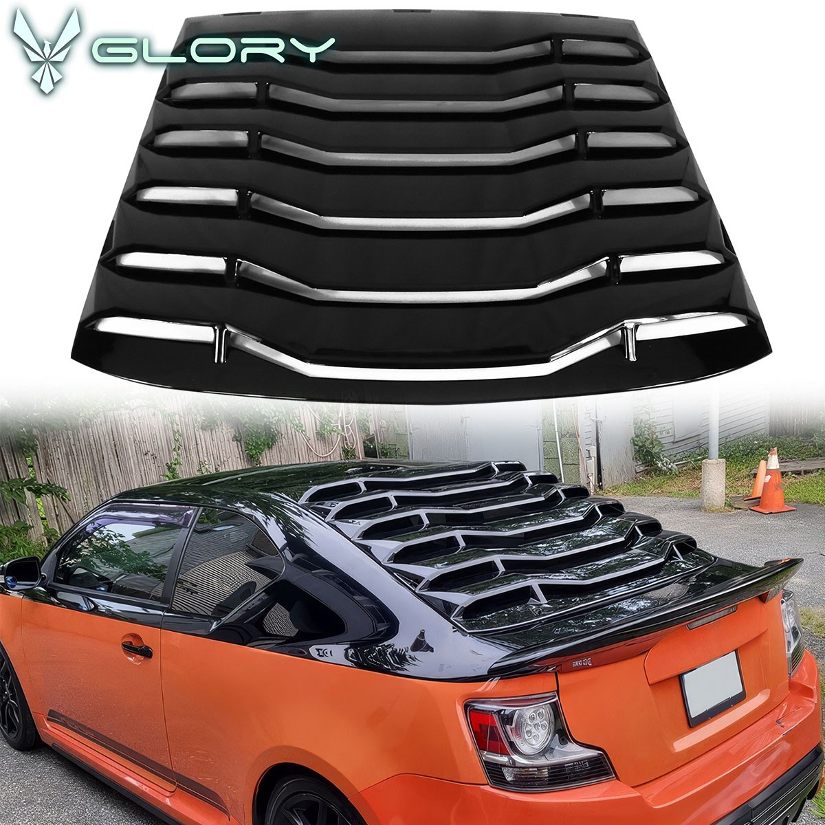 Fits 11-16 Scion TC Rear Window Louver Scoop Sun Shade Cover Gloss Black ABS