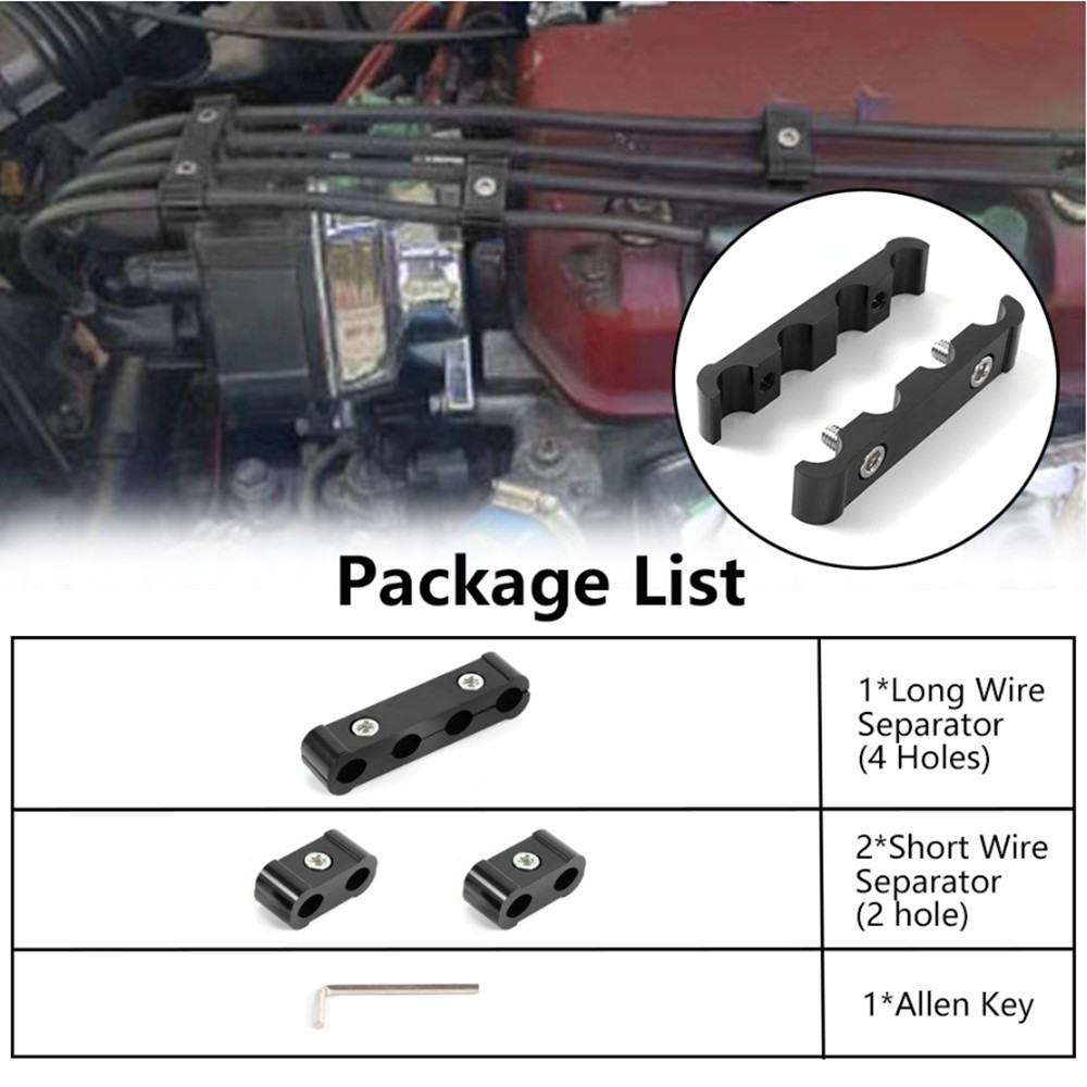 3x Metal Aluminum Car Engine Spark Plug Wire Separator Divider Fit for 8/9/10mm