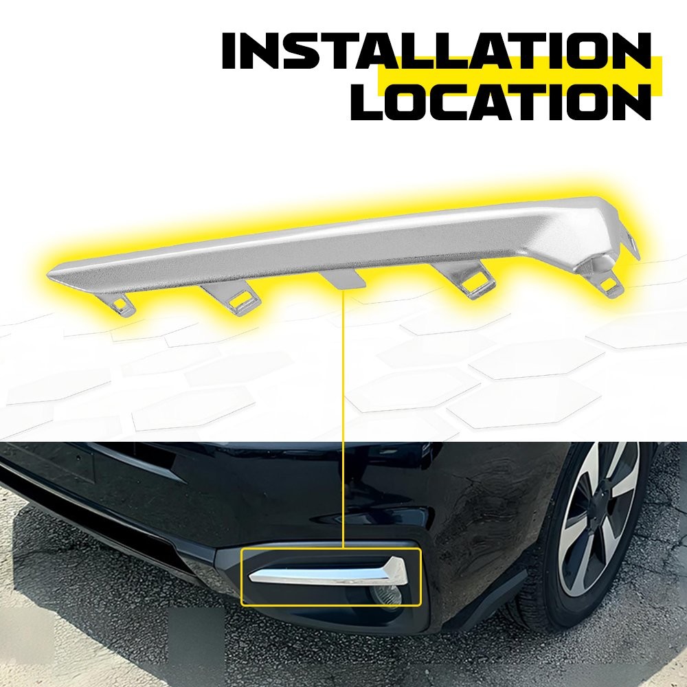 2-20X Chrome Bumper Fog Light Molding Trim Left+Right For Subaru Forester 17-18
