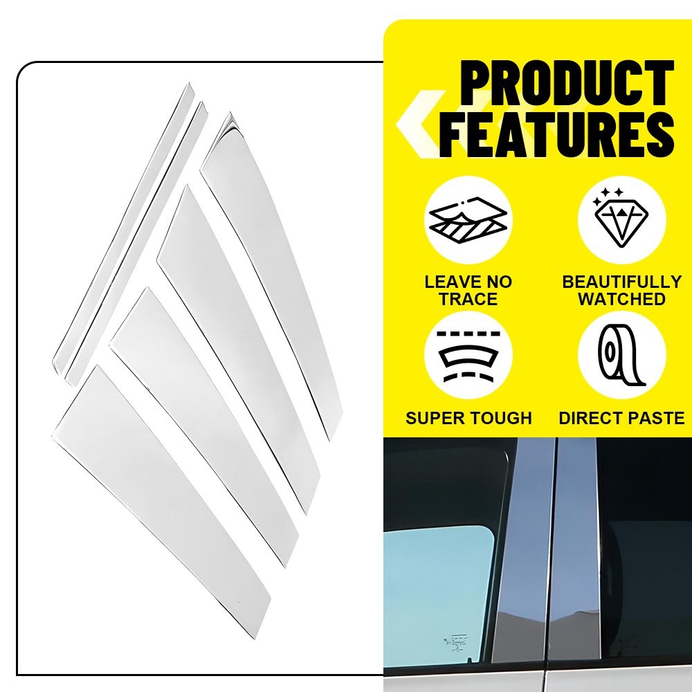 Stainless Steel Chrome Window Pillar Post Trim 6PC For 08-12 Honda Accord Sedan^