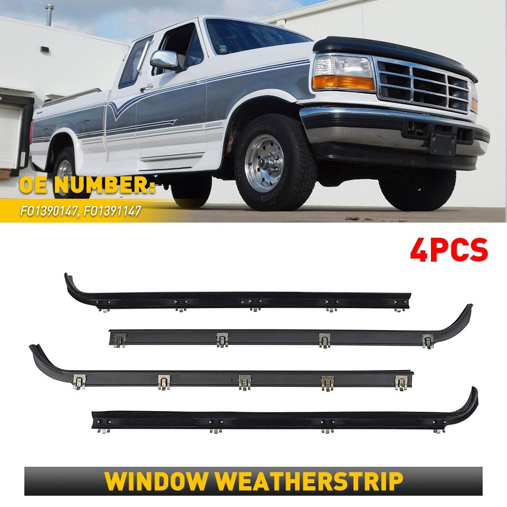 4PC New Weatherstrip Window Moulding Trim Seal Belts Kit For 1987-1997 Ford F250
