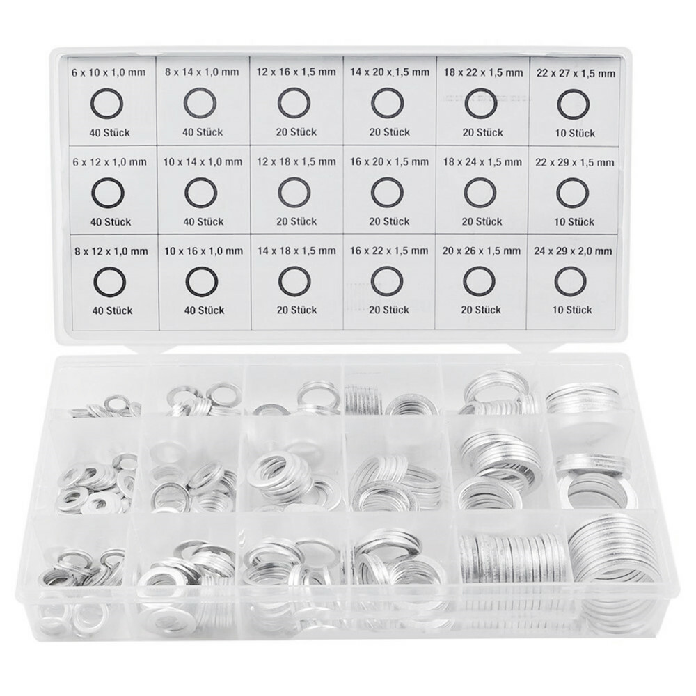 450Pcs Oil Drain Plug Crush Washer Gasket 18 Sizes Aluminum Metal Sealing Rings
