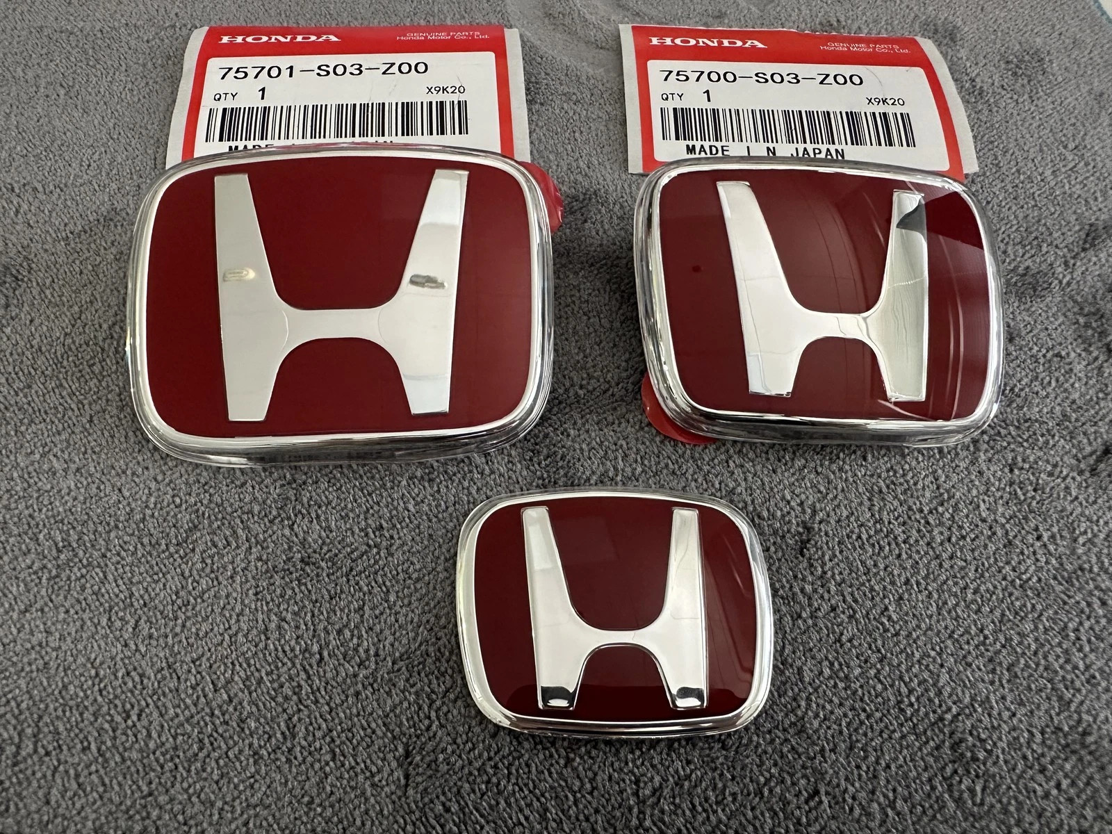 3PCS Red H Emblem Front Rear Steering Badge Fit For 2006~15 Honda CIVIC SEDAN🎁