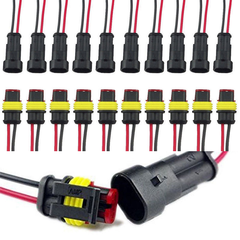 20Pack 2 Pin Way Plug Car Waterproof Electrical Connector Wire Cable Automotive