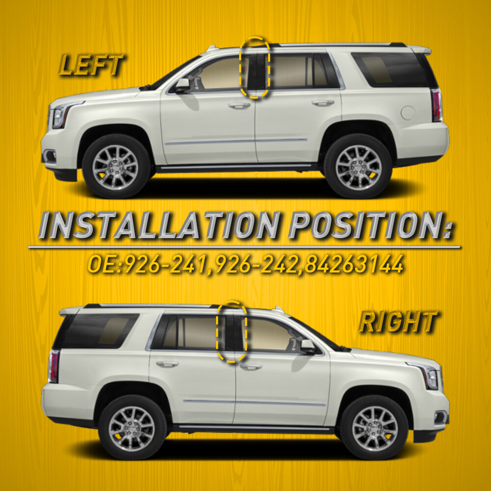 Pair B Pillar Door Trim Molding Gloss Black For 2015-2020 GMC Yukon & Yukon XL.