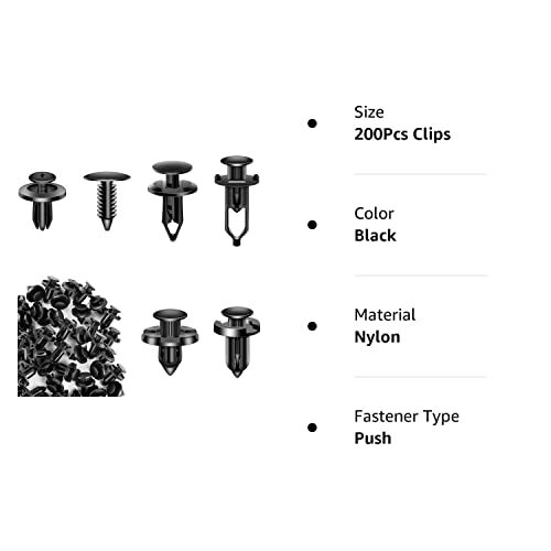 200Pcs Push Bumper Fastener Rivet Clips,Universal Fender Plastic Retainer Clips