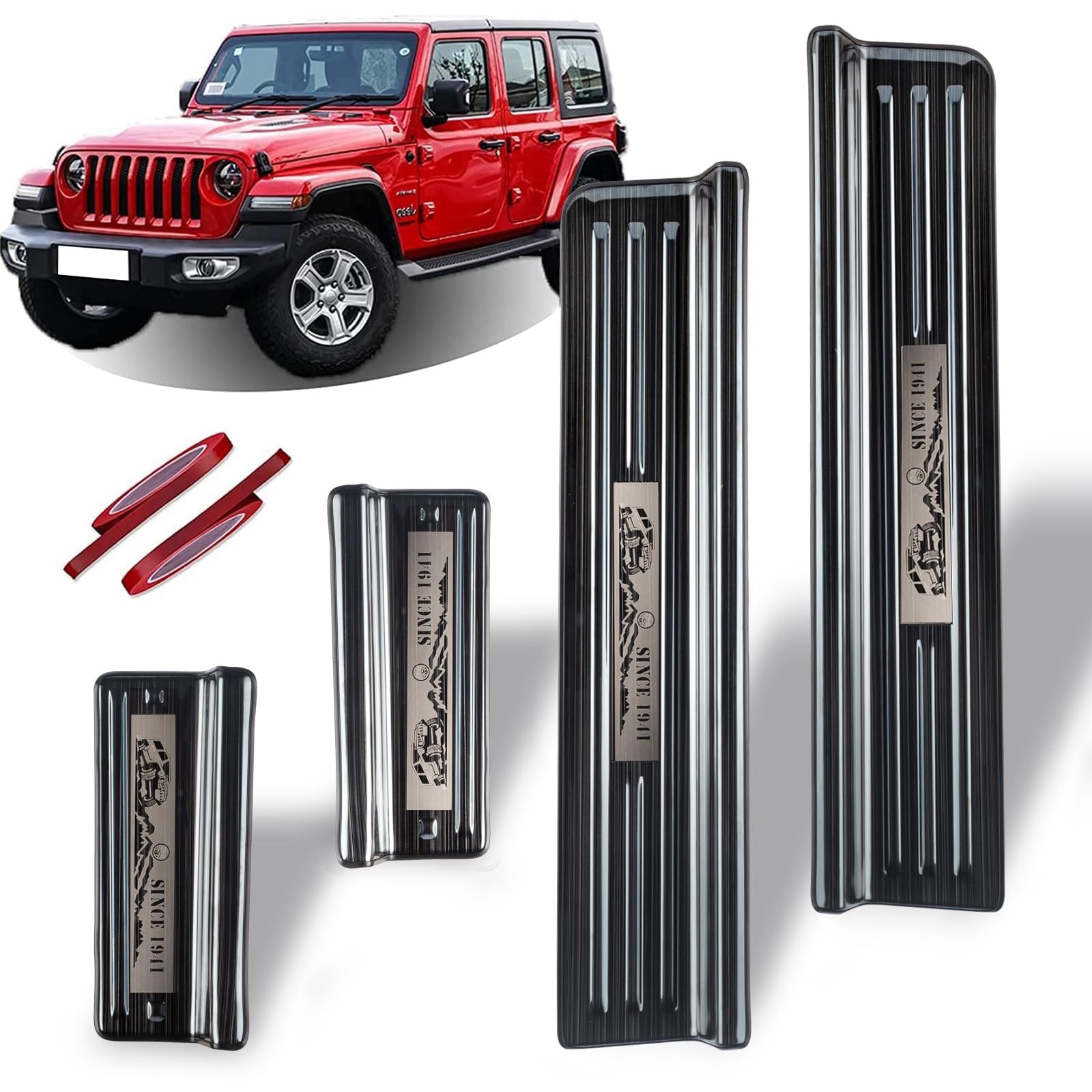 304 Stainless Steel Door Sill Guards Compatible with Jeep Wrangler JL JLU 201…