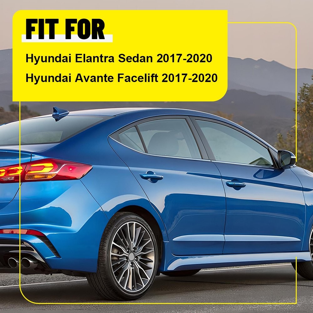 For 2017-20 Hyundai Elantra Sedan Black Pillar Posts Set Door Window Trim EPPE