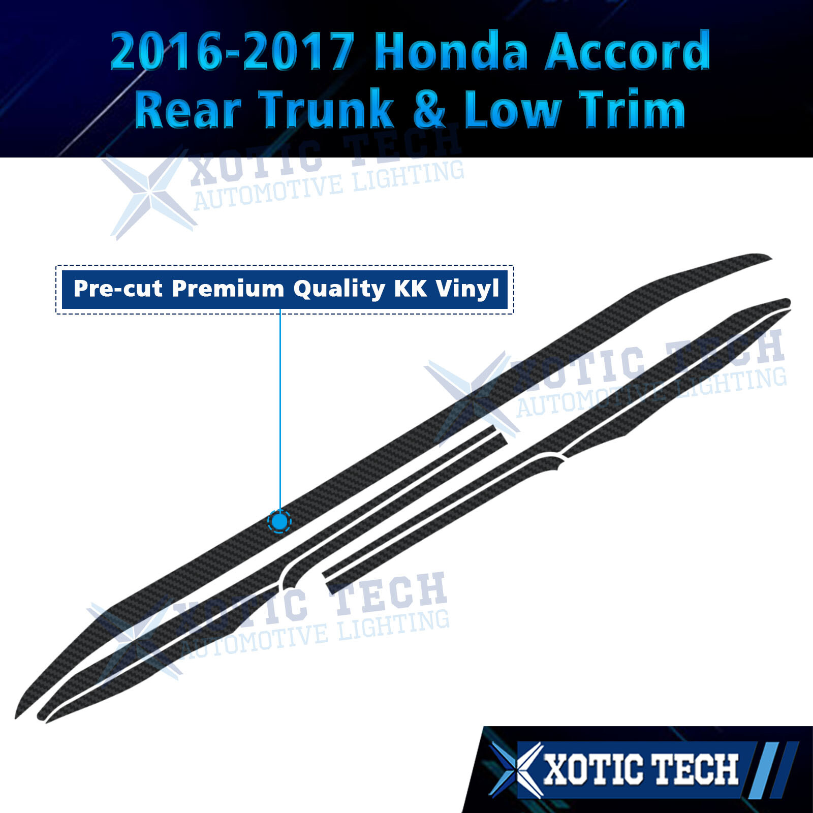 Chrome Delete Blackout Trunk Overlay For 2016 17 Honda Accord Sedan Carbon Vinyl
