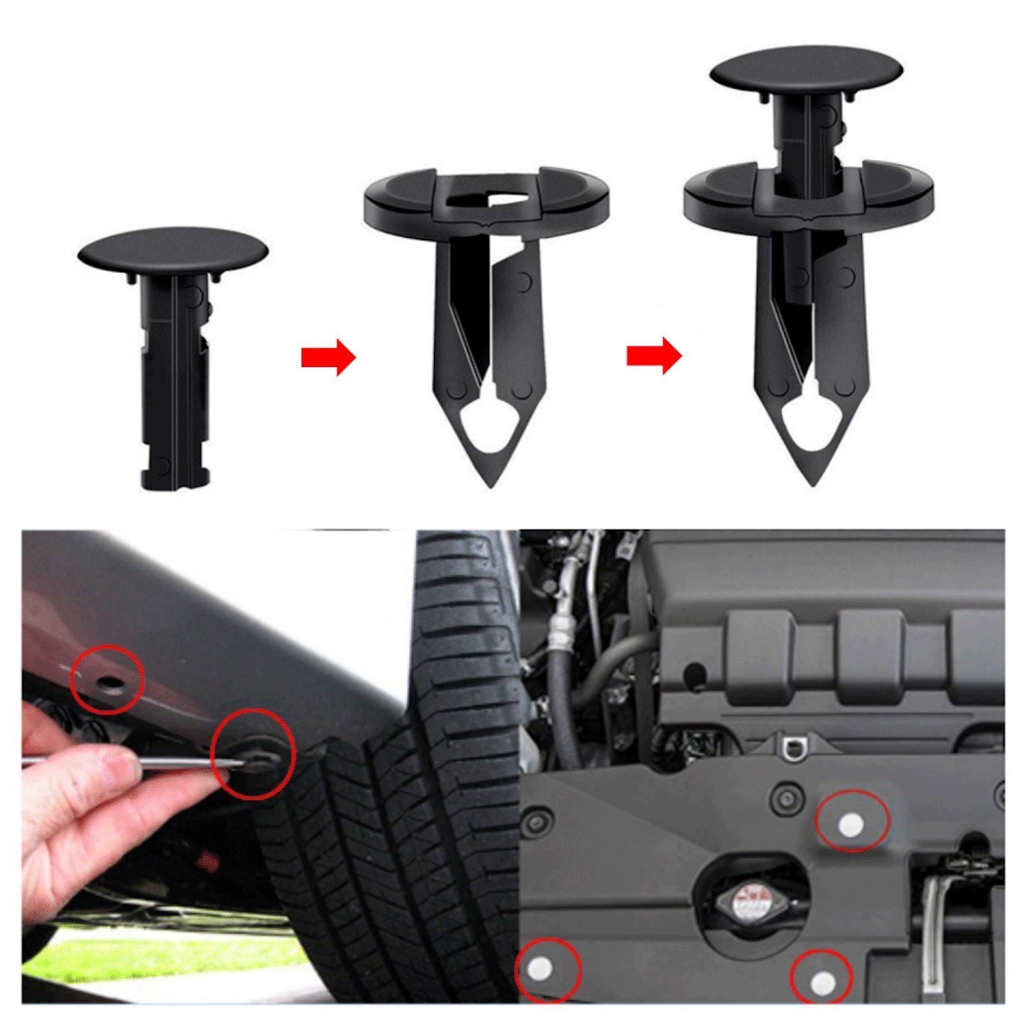 120PCS8mmAutoRetainerPush Clips Plastic Rivet Fasteners Fits Bumper Inner Fender