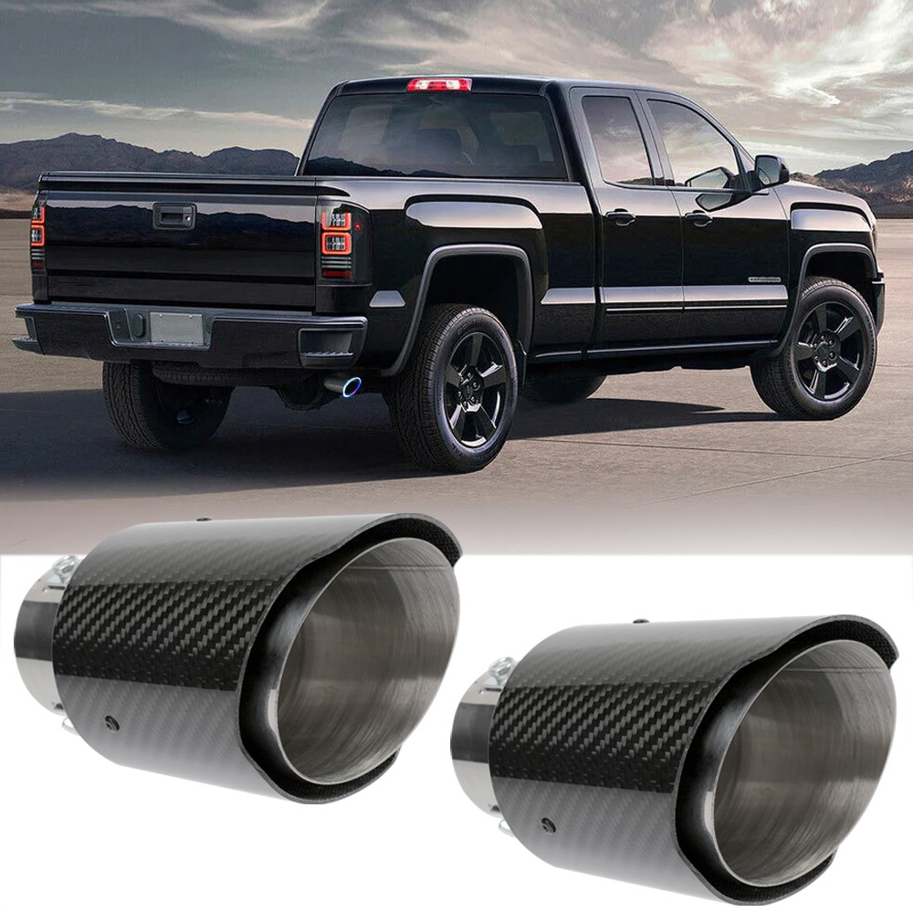 2.5″In Carbon Fiber Muffler Tip w/LED Light Pair For Chevrolet Silverado Duramax