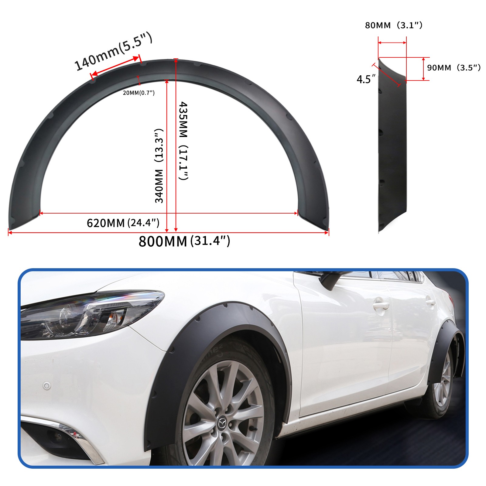 For Toyota Corolla Fender Flares Wide Body Wheel Arches Bomm 4pcs set Black