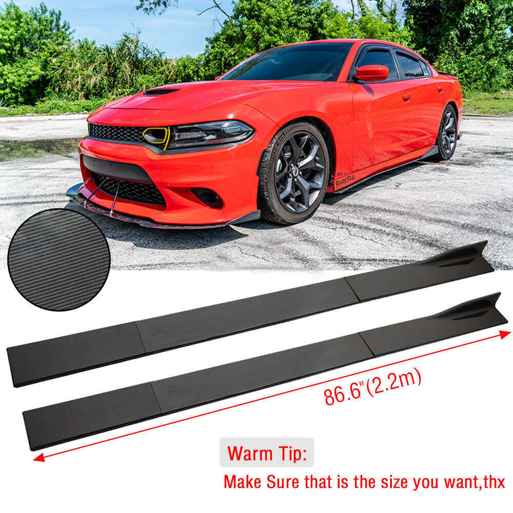 Carbon 86.6″ Side Skirt Extension Splitter Rocker Panels Lip For Dodge Avenger