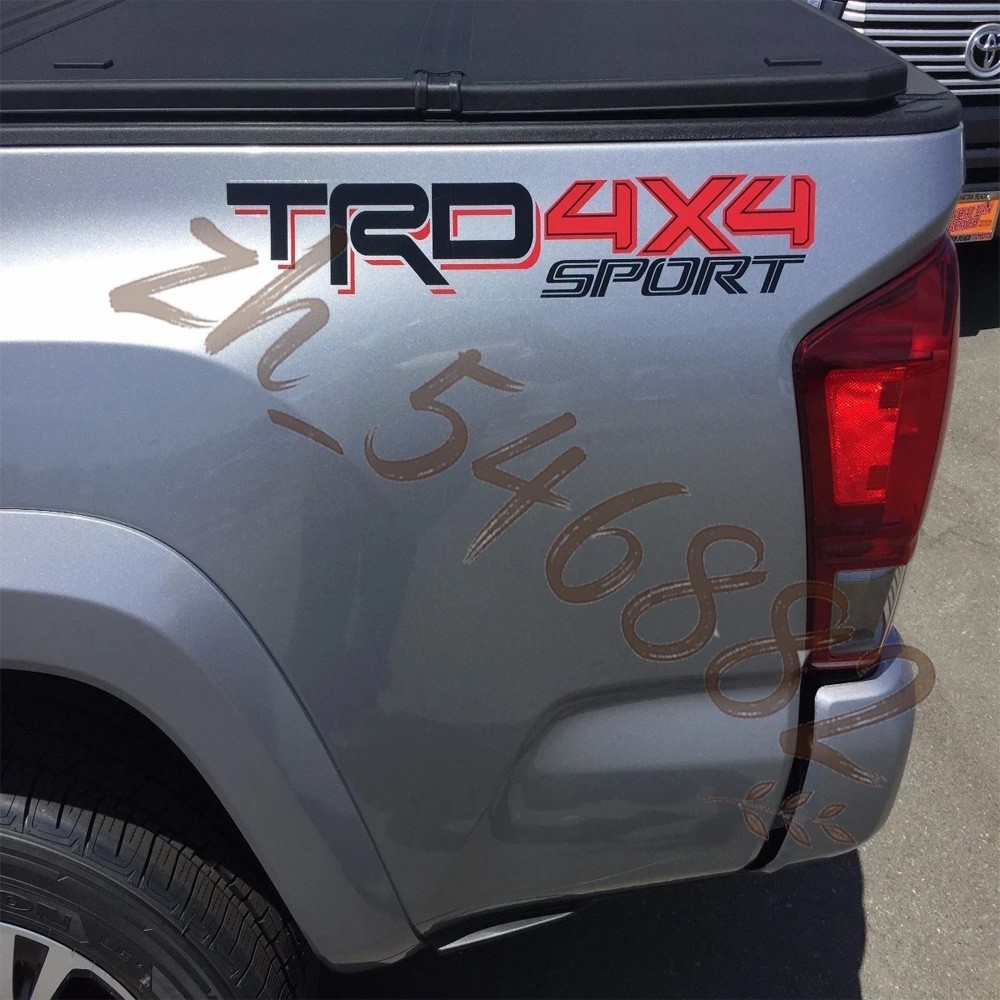 2PCS FOR TACOMA T-R-D 4X4 SPORT BEDSIDE DECALS BLACK RED STICKERS 75996-04090-A0