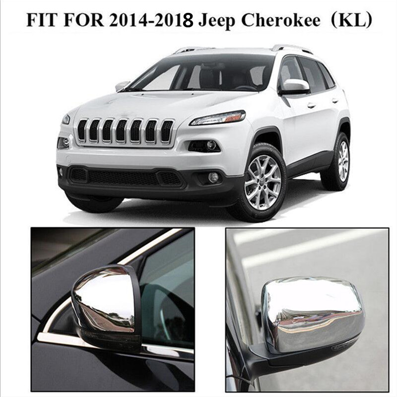 Chrome Side Door Rearview Mirror Cover Trim Cap Overlay For Jeep Cherokee 14-18