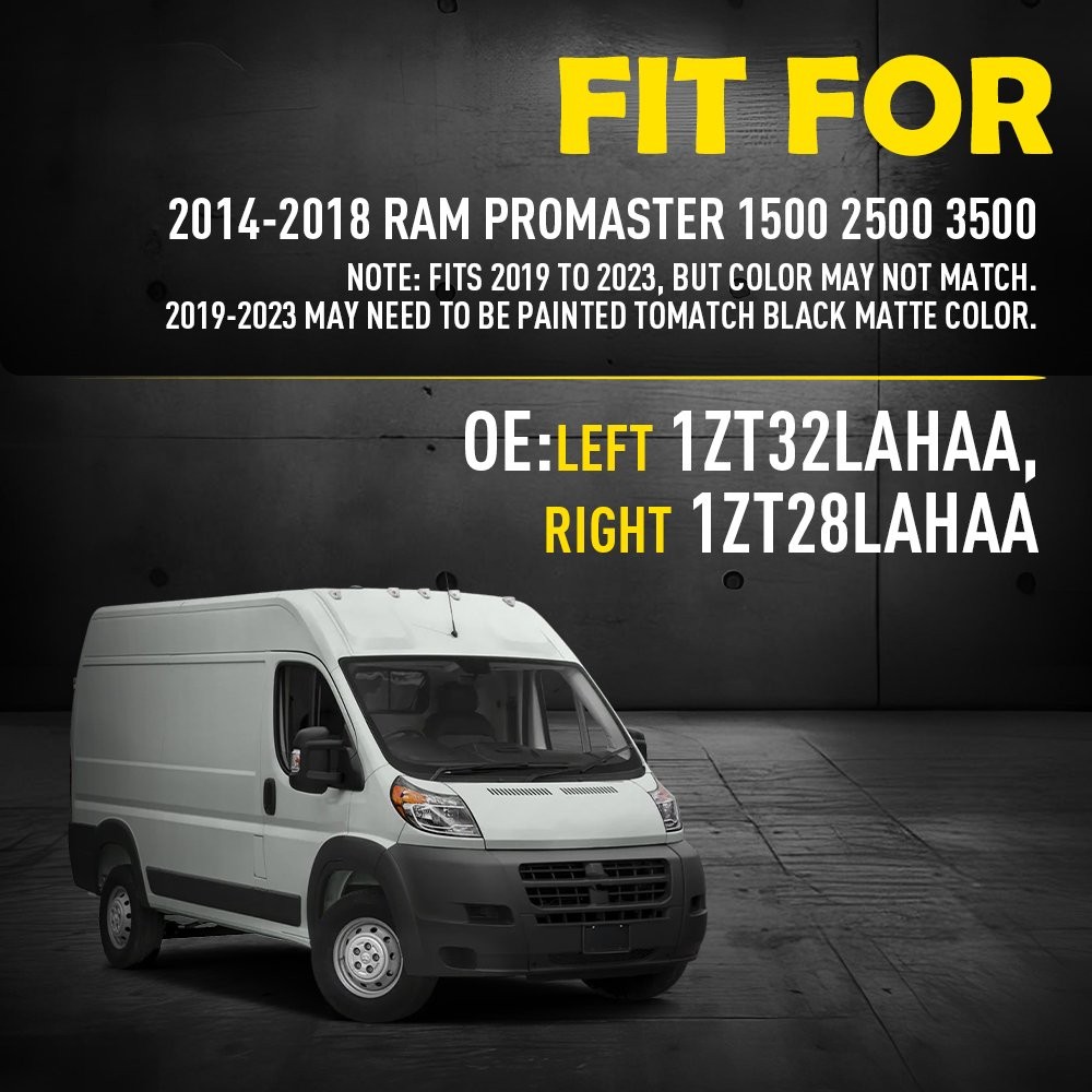 Pair Fit 14-18 Ram ProMaster 1500 Front LH RH Outer Door Trim Side Molding Gray