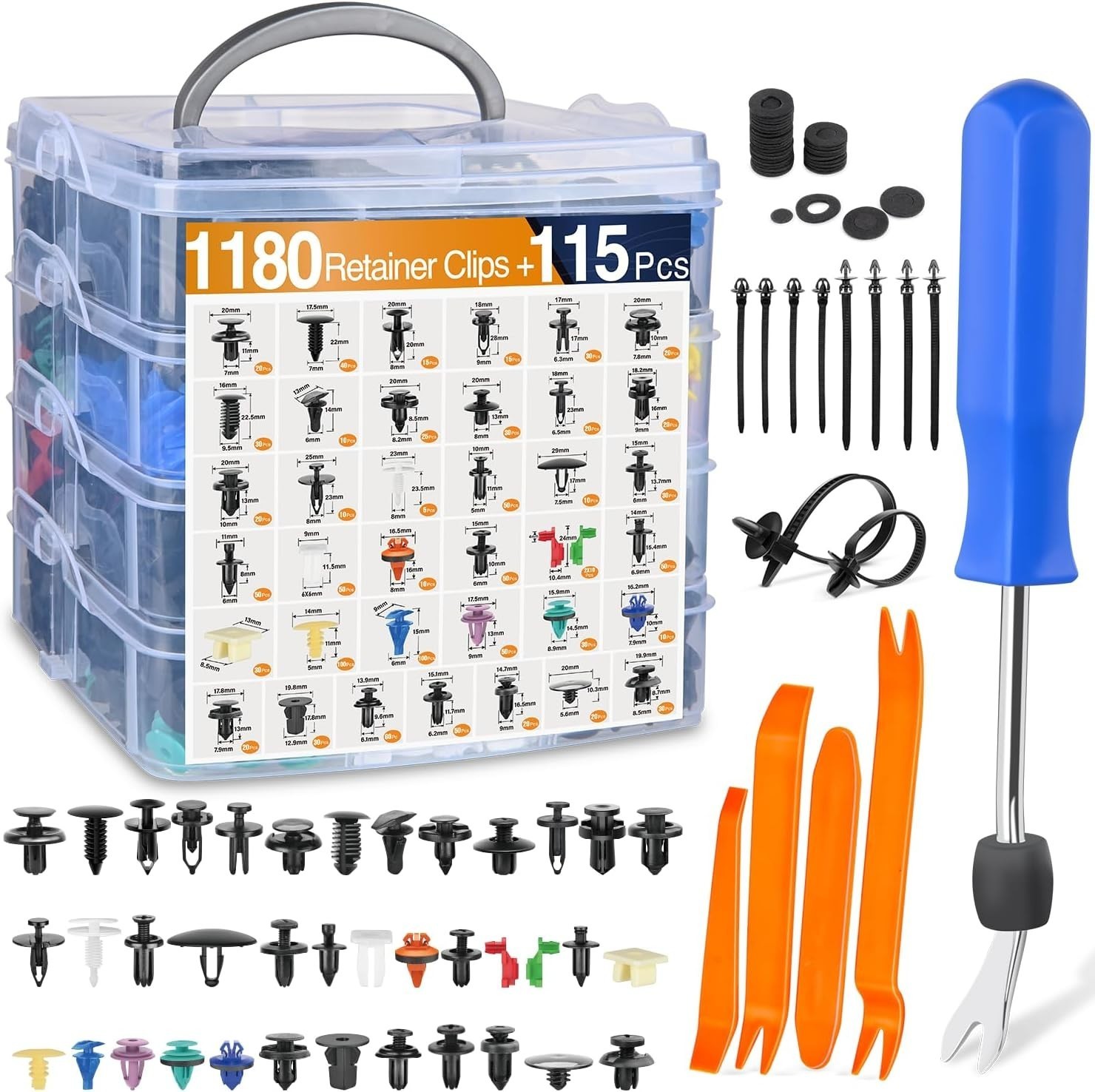 1295PCS Auto Car Bumper Retainer Clips Car Rivets Fasteners Push Retainer Kit