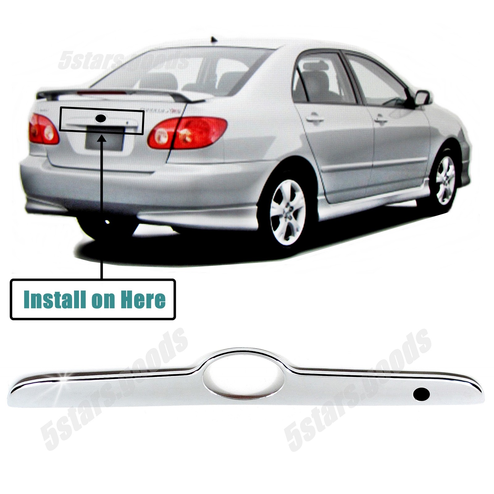 Chrome Rear Trunk Lift Molding Cover Trim For Toyota Corolla Sedan 2003-2008