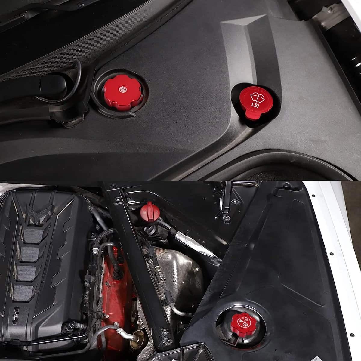 For Corvette C8 Aluminum Engine Oil Radiator Washer Brake Fluid Cap Cover Trim A