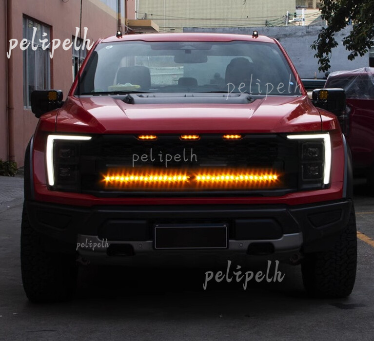 White+yellow LED Front Bumper Grill Lights Fit For 2021-2023 Ford F150 Raptor 2P