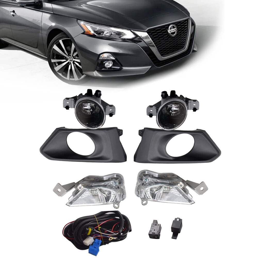 For 2019-2021 Nissan Altima Bumper LED Fog Lights+Turn Signal Lamp w/Cover Bezel
