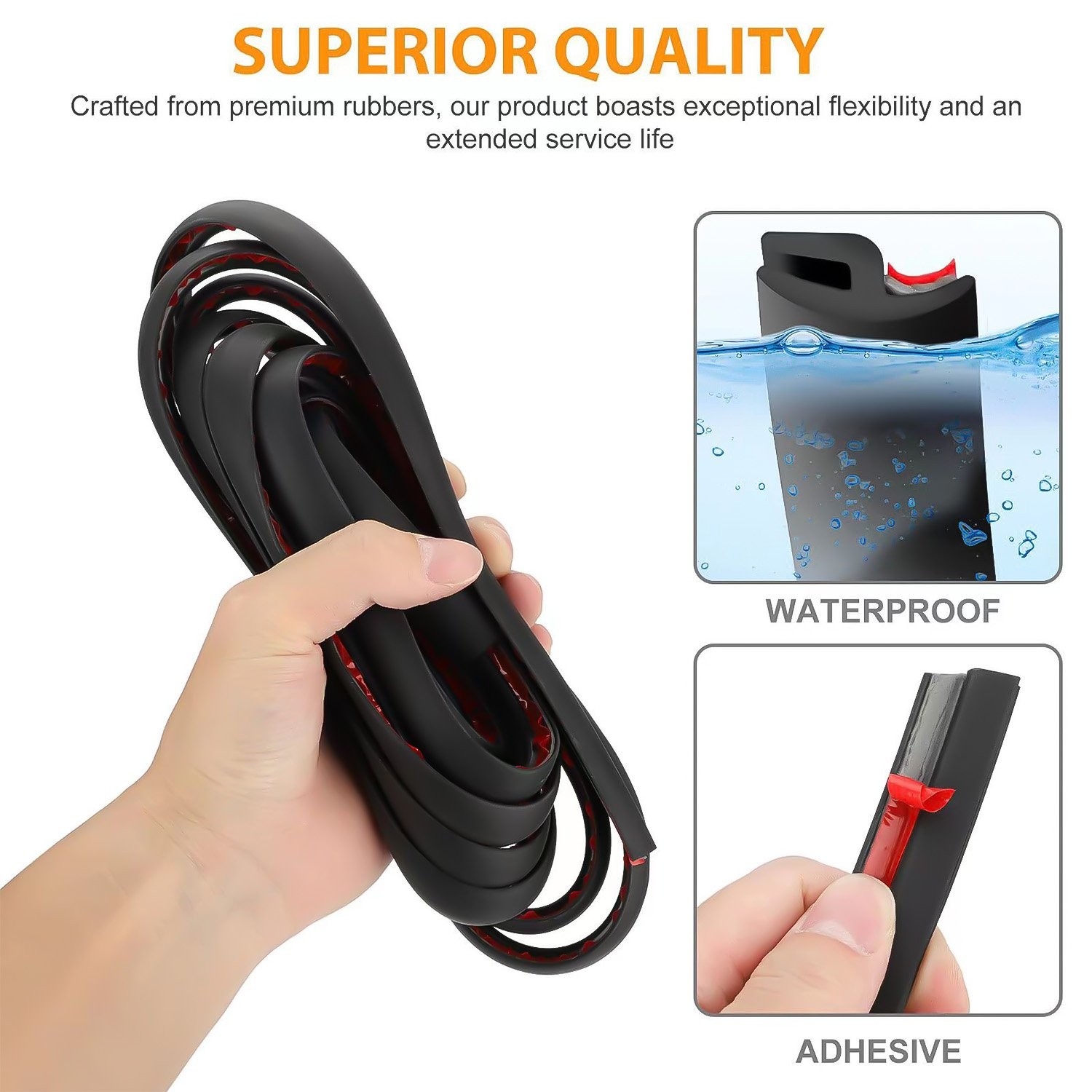19.7ft/6m Durable Rubber Car Seal Strip Hood Moulding Trim Weatherstrip H-Shape