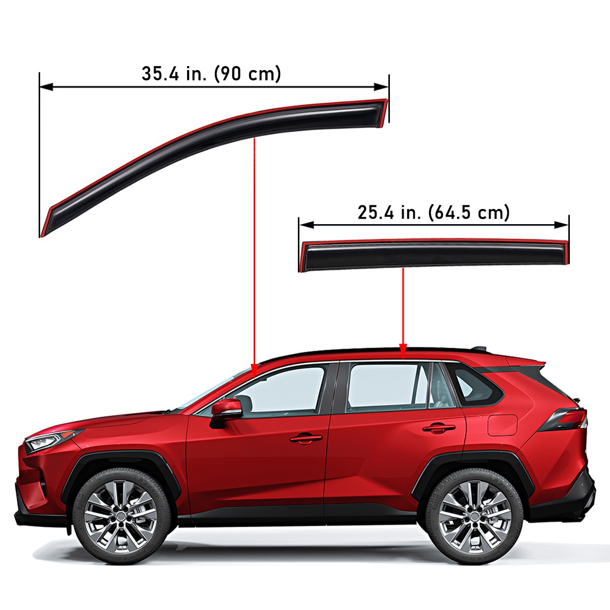 Fits 2019-2025 Toyota RAV4 In-Channel Style Vent Shade Window Visor Deflectors