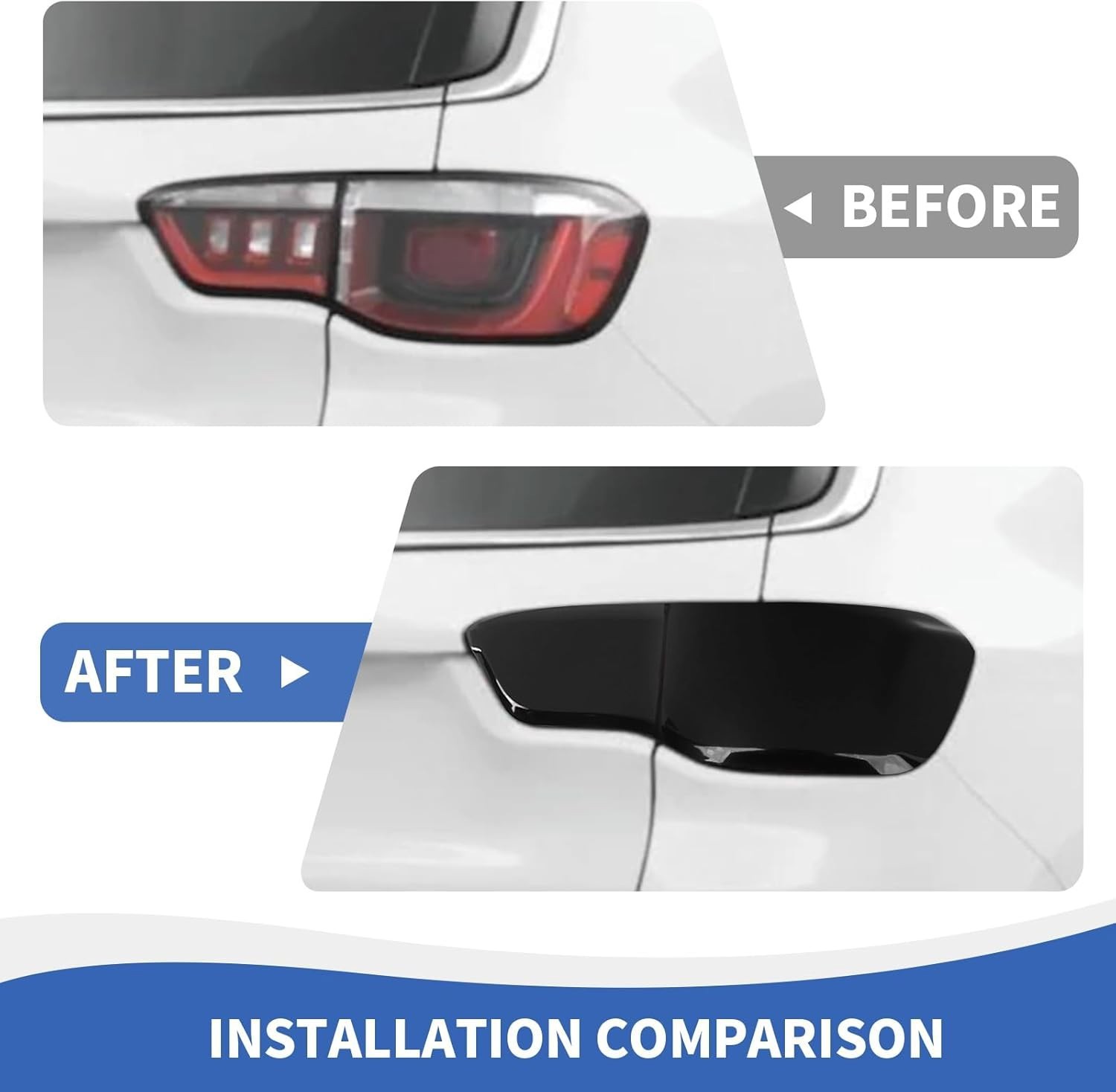 Smoked Black Side Tail Light Cover Guard Trim for Jeep Compass 17-25 Accessories