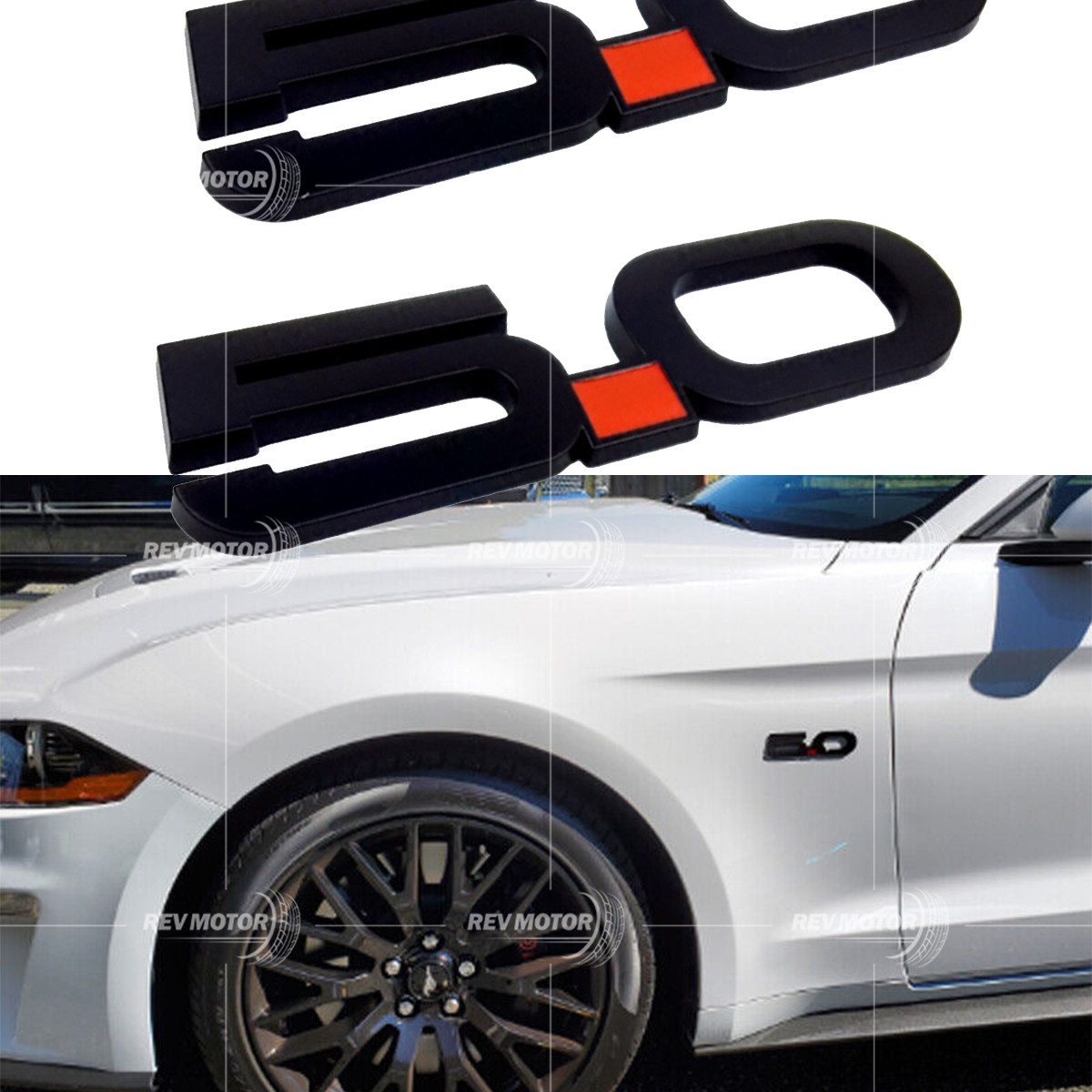 2Pcs Matte Black For 2015-2025 Mustang GT 5.0 Emblem Side Door Fender 5.0 Badge