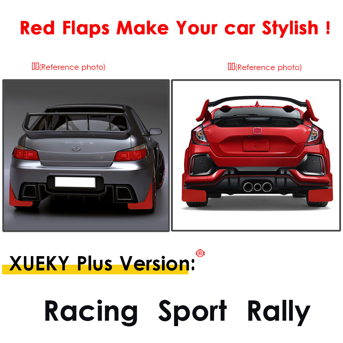 4pcs Universal RED Car Mud Flaps Splash Guards Mudguards Mudflaps Rally Racing