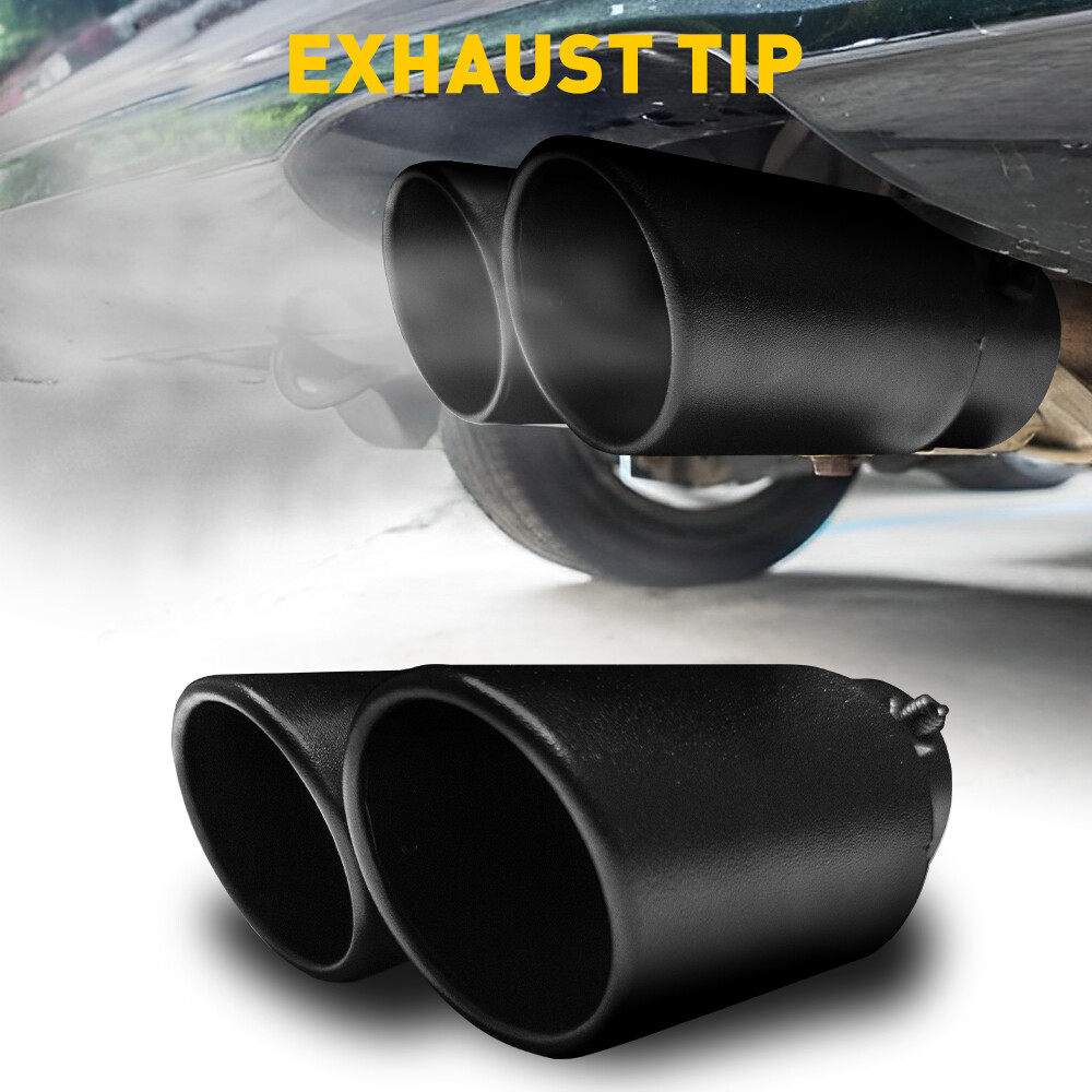 Black Dual Outlet Exhaust Tip Tail Muffler Tip For 1.4″-2.5″ Stainless Steel Kit