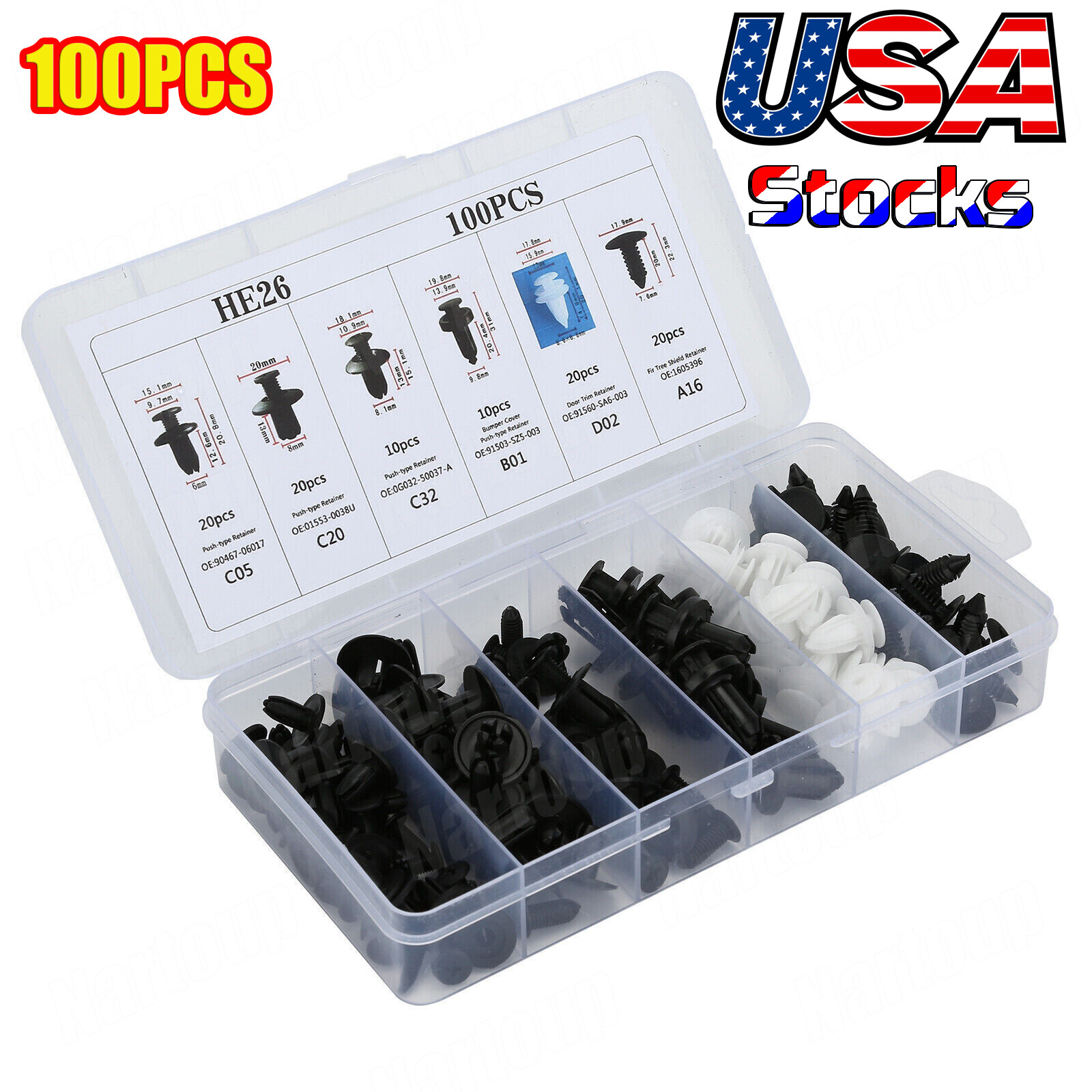 For lexus 100Pcs Bumper hood Clips Retainer Rivet Fastener Fender Push Pin USA