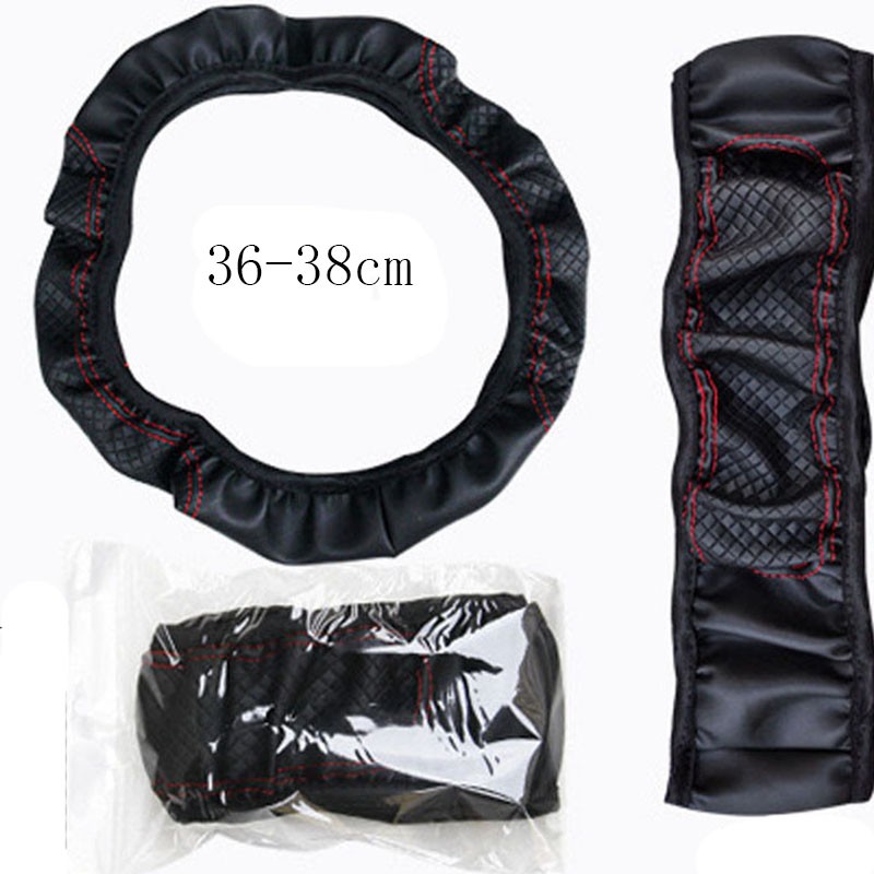 Blue Car Steering Wheel Cover Leather Good Grip Car Accessories For 15″/37-38CM