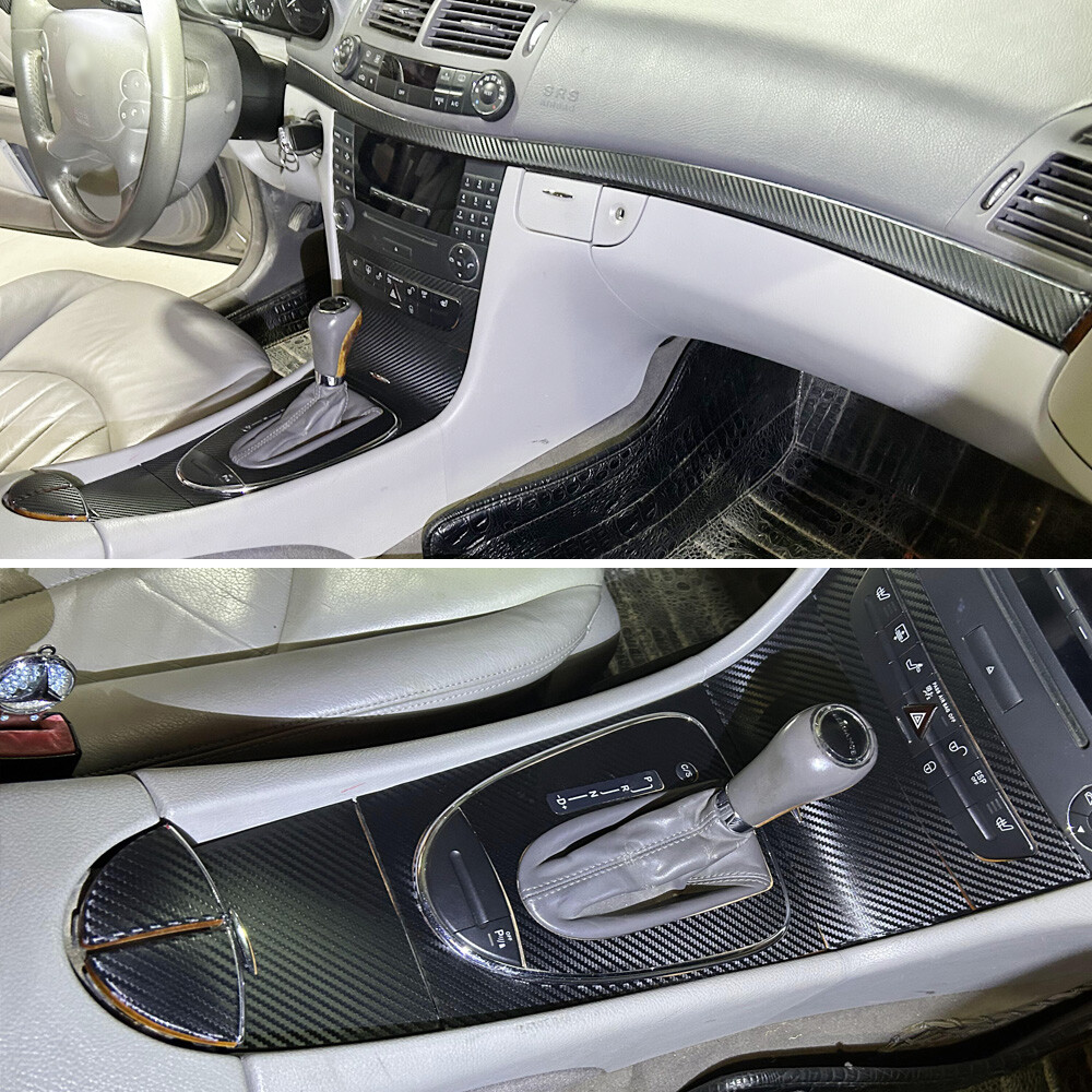 matt 3D Carbon Fiber Interior Trim Decal Sticker For Benz E Class W211 2003-2008