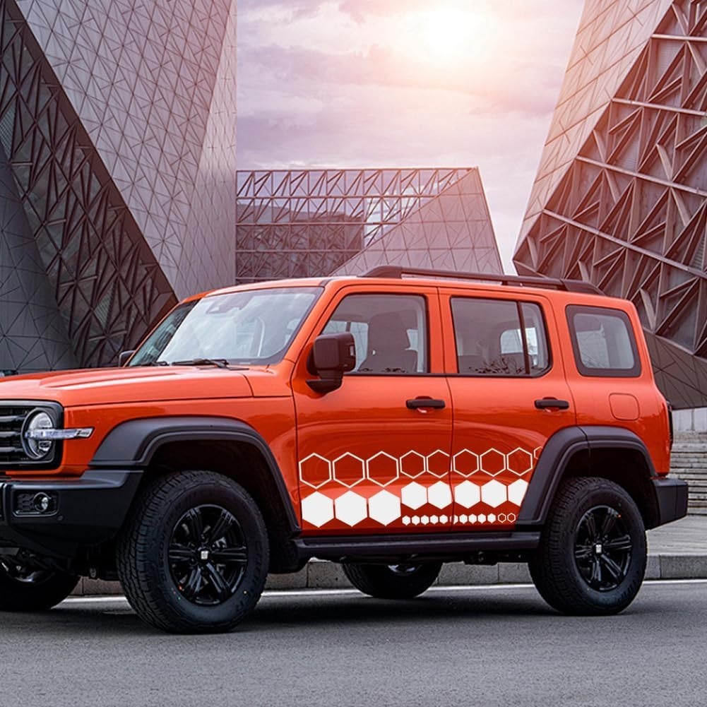 DIY Car SUV RV Honeycomb Decals Hexagonal Graphics Sticker 52PCS Body Side Decor