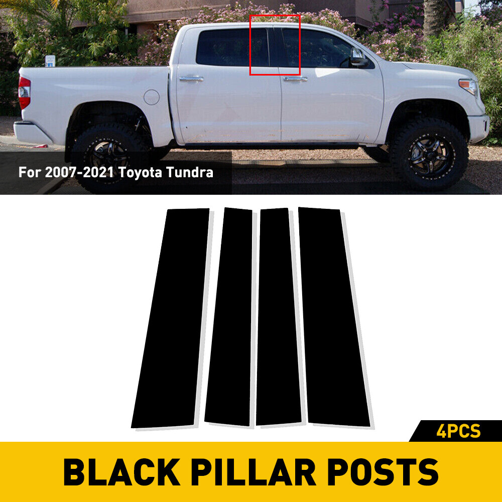 Fit Toyota Post Tundra Pillar Door 2007-2021 Window Trim Black Covers Glossy USA
