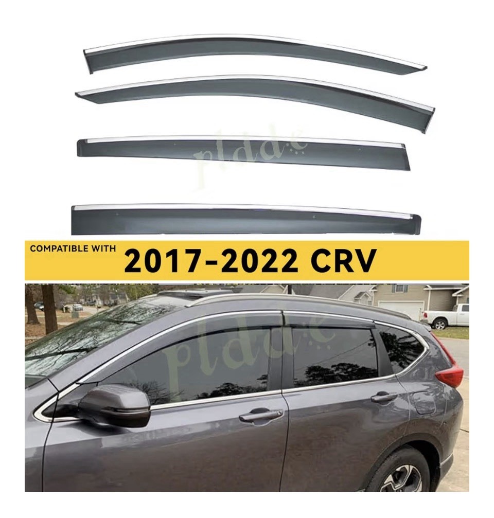 Honda CR-V Window Visors 2017-2022 Smoke Tint Chrome Trim Rain Guards 4pc