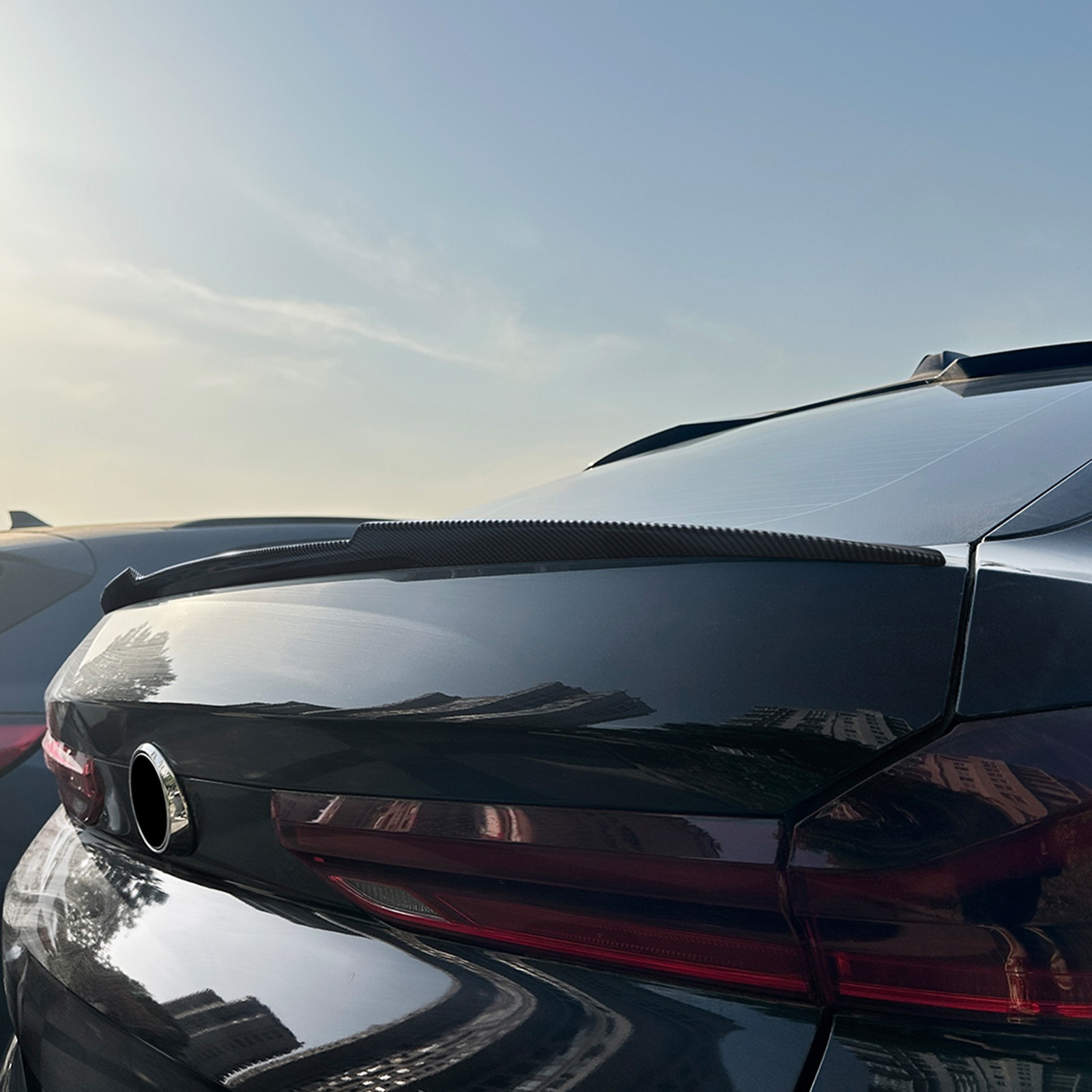 1x Carbon Look Rear Trunk Spoiler Lip Roof Wing For BMW X6 G06 2019-2025 Bodykit