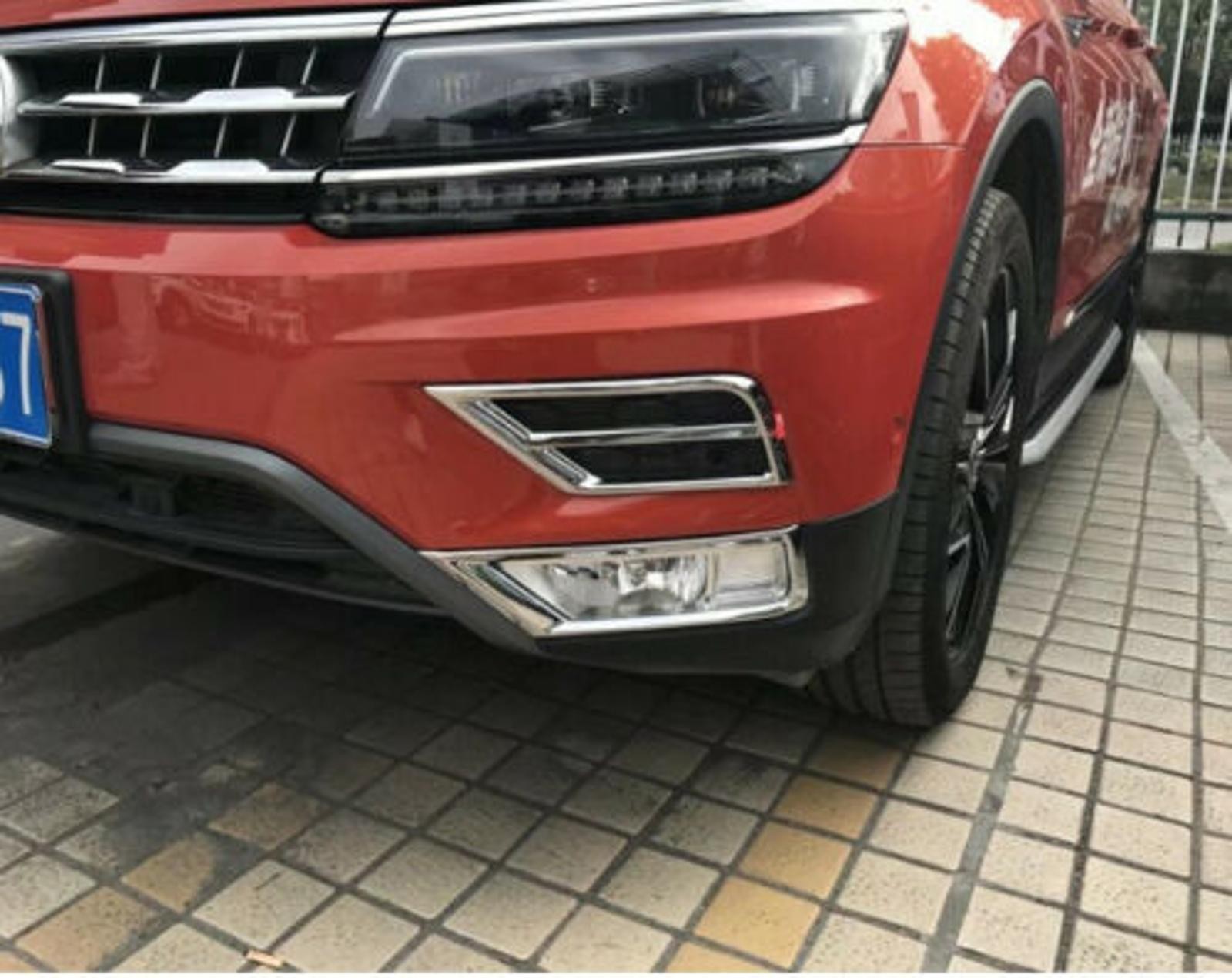 2Pcs Left Right ABS Chrome Front Fog Light Lamp Frame Cover Trim For VW Tiguan
