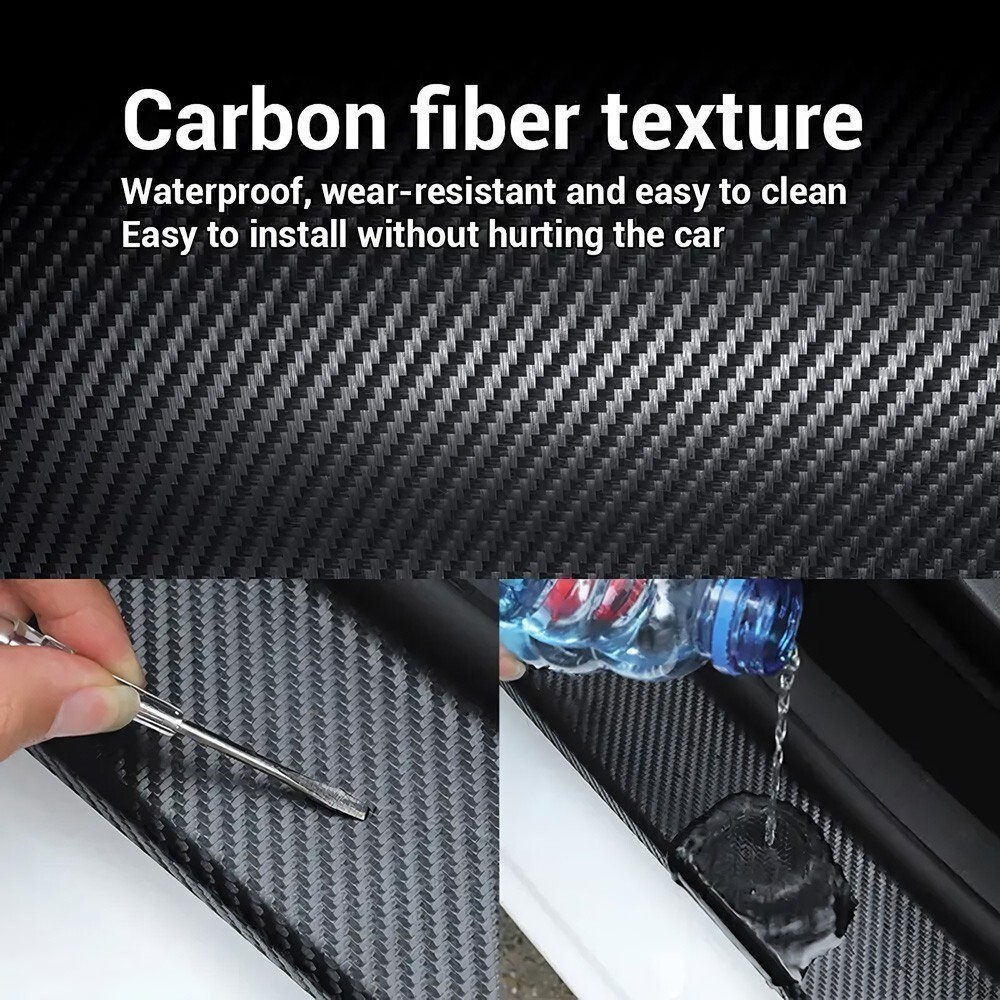 Car Carbon Fiber Vinyl Film Sticker Door Sill Scuff Anti Scratch Tape Protection