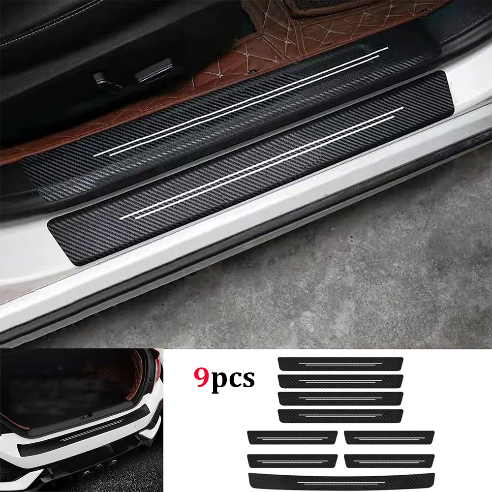 9PCS For Subaru Door Plate Sill Scuff Cover Anti Scratch Decal Sticker Protector