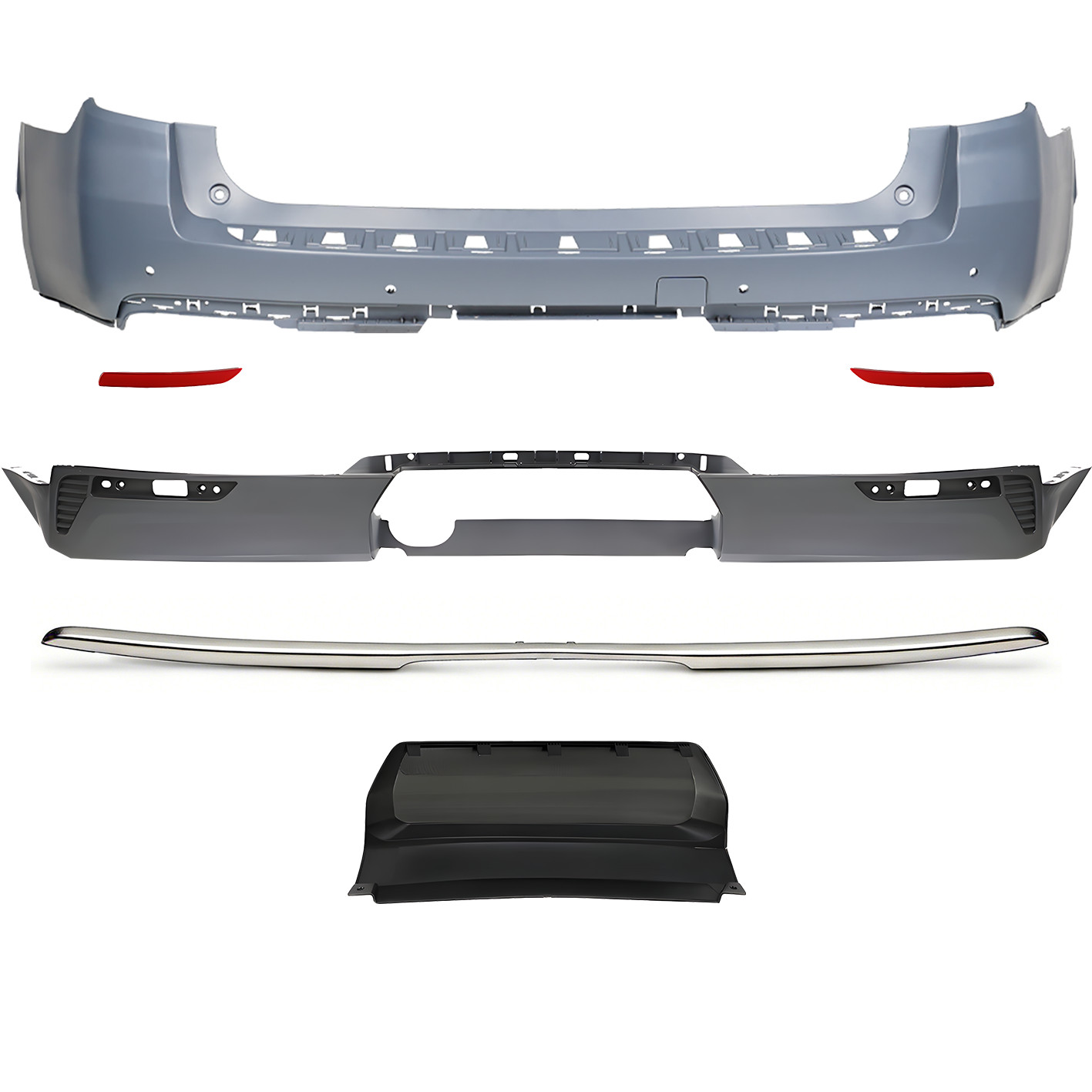 For 2021-2024 Chevy Tahoe & GMC YUKON Rear Bumper Cover Silver Trim Molding Kit