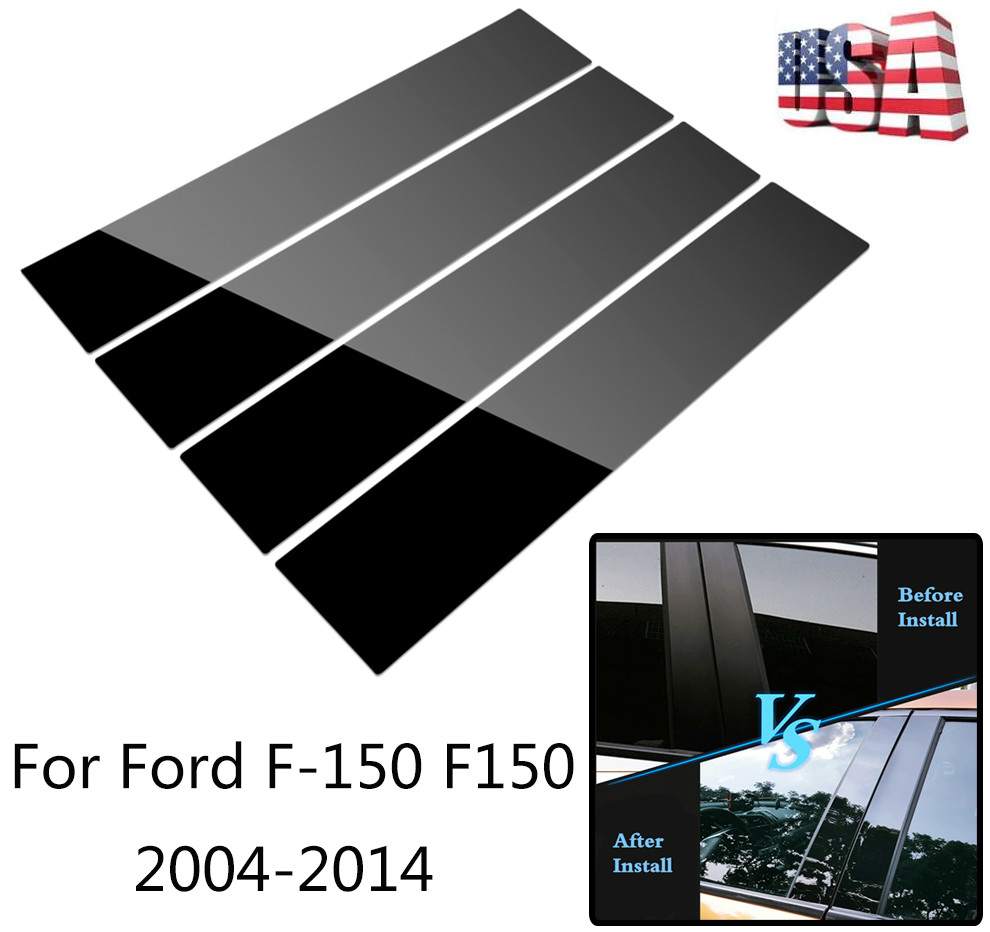 Glossy Black Pillar Post For 2004-2014 Ford F-150 4pcs Set Door Trim Cover Parts