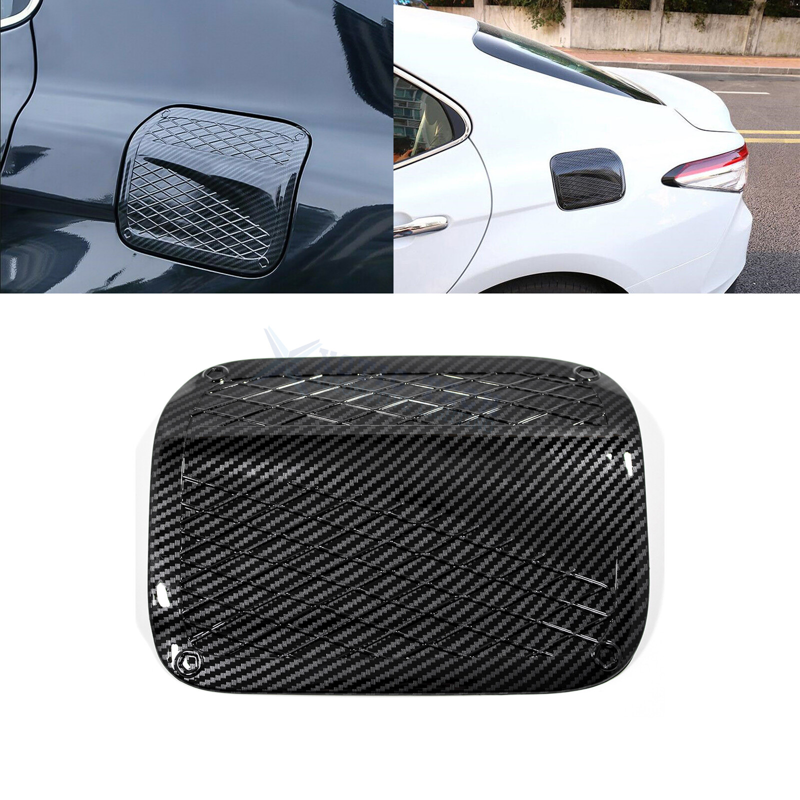 Carbon Fiber Style Fuel Tank Cover Gas Cap Sport Trim For Toyota Camry 2018-2023